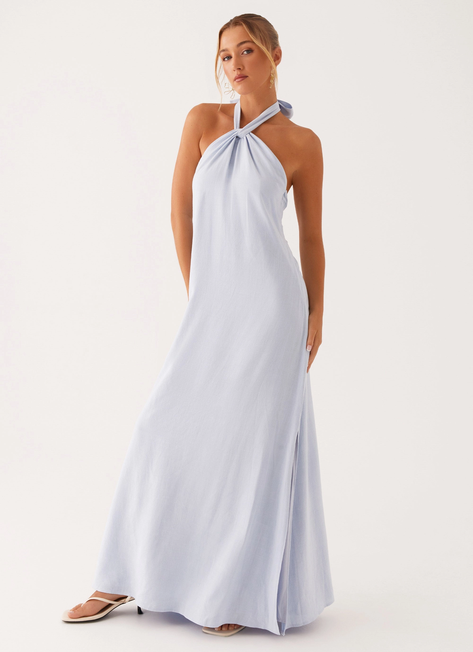 Thermal Fashion Golden Child Linen Maxi Dress - Blue