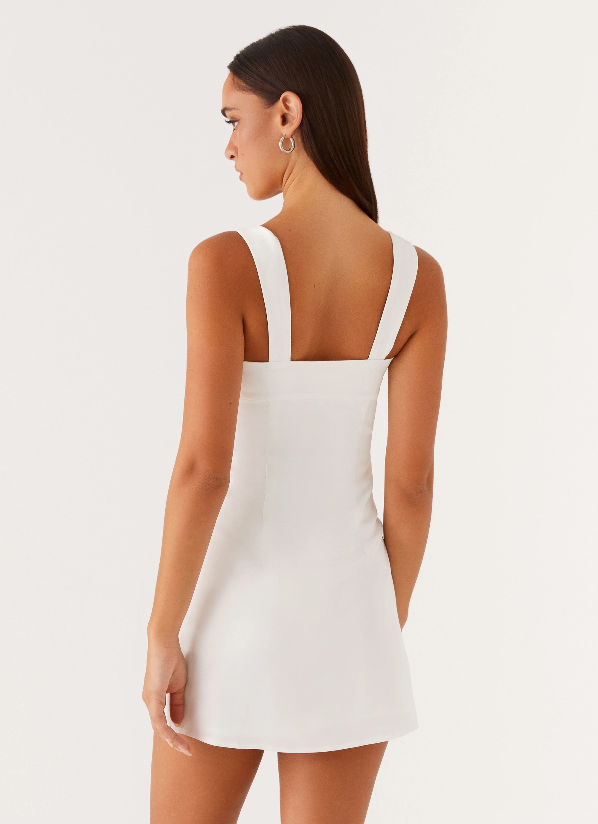 Odette Satin Mini Dress - White Soft Texture
