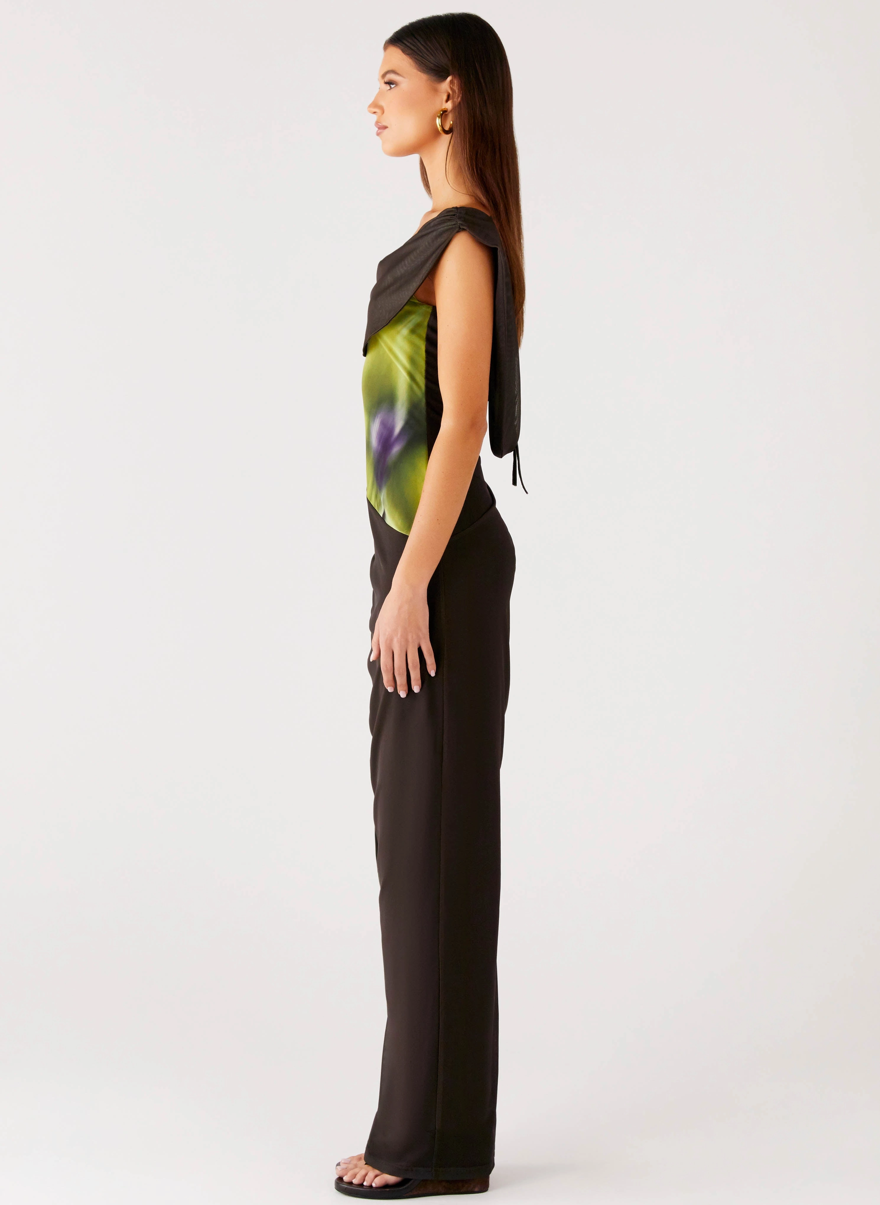 Reversible Coat Full Length Coat Good Fortune Maxi Dress - Lime Flower