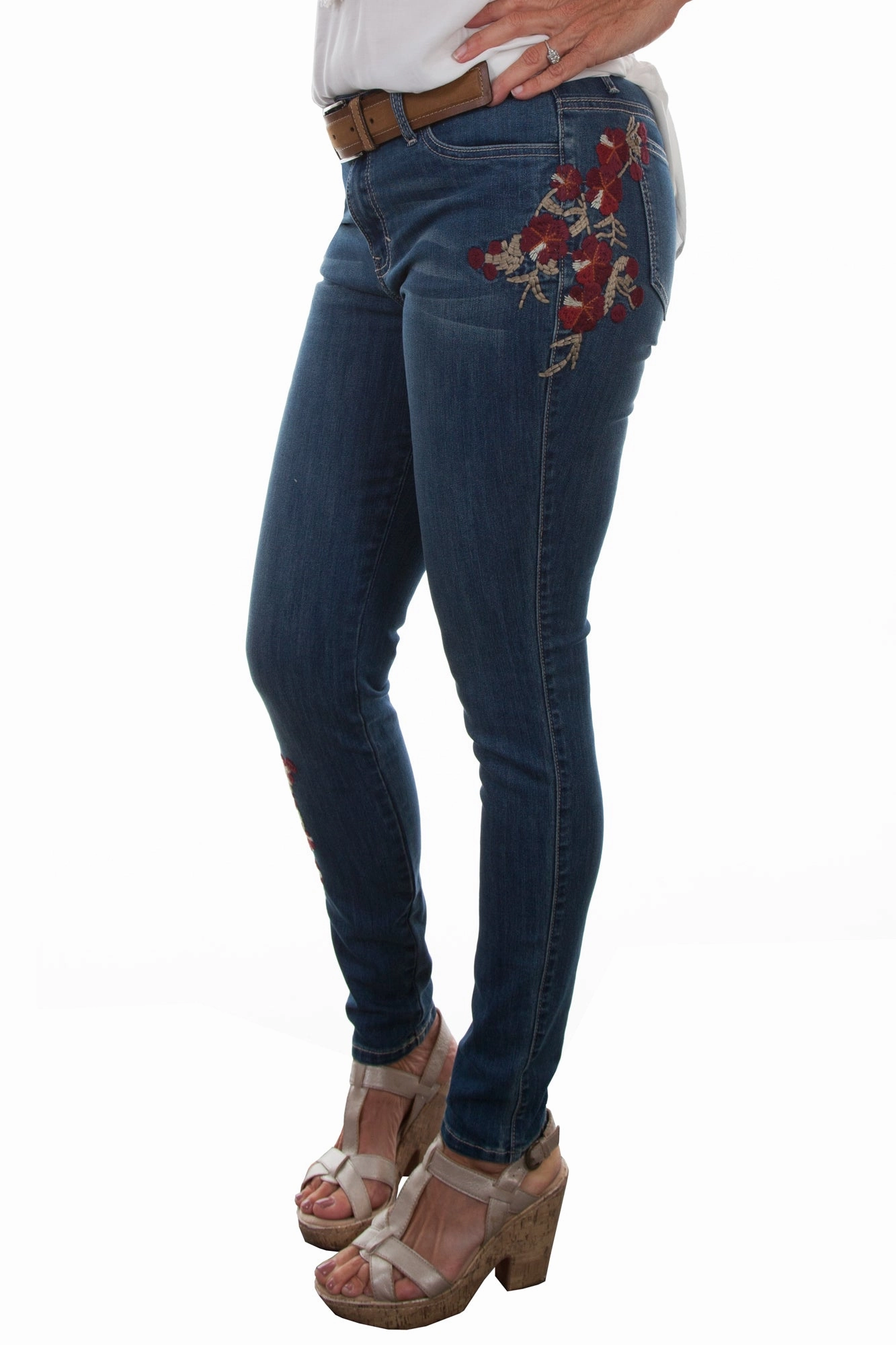 Luxury Student Outfit Scully Womens Denim Cotton Blend Floral Jeans