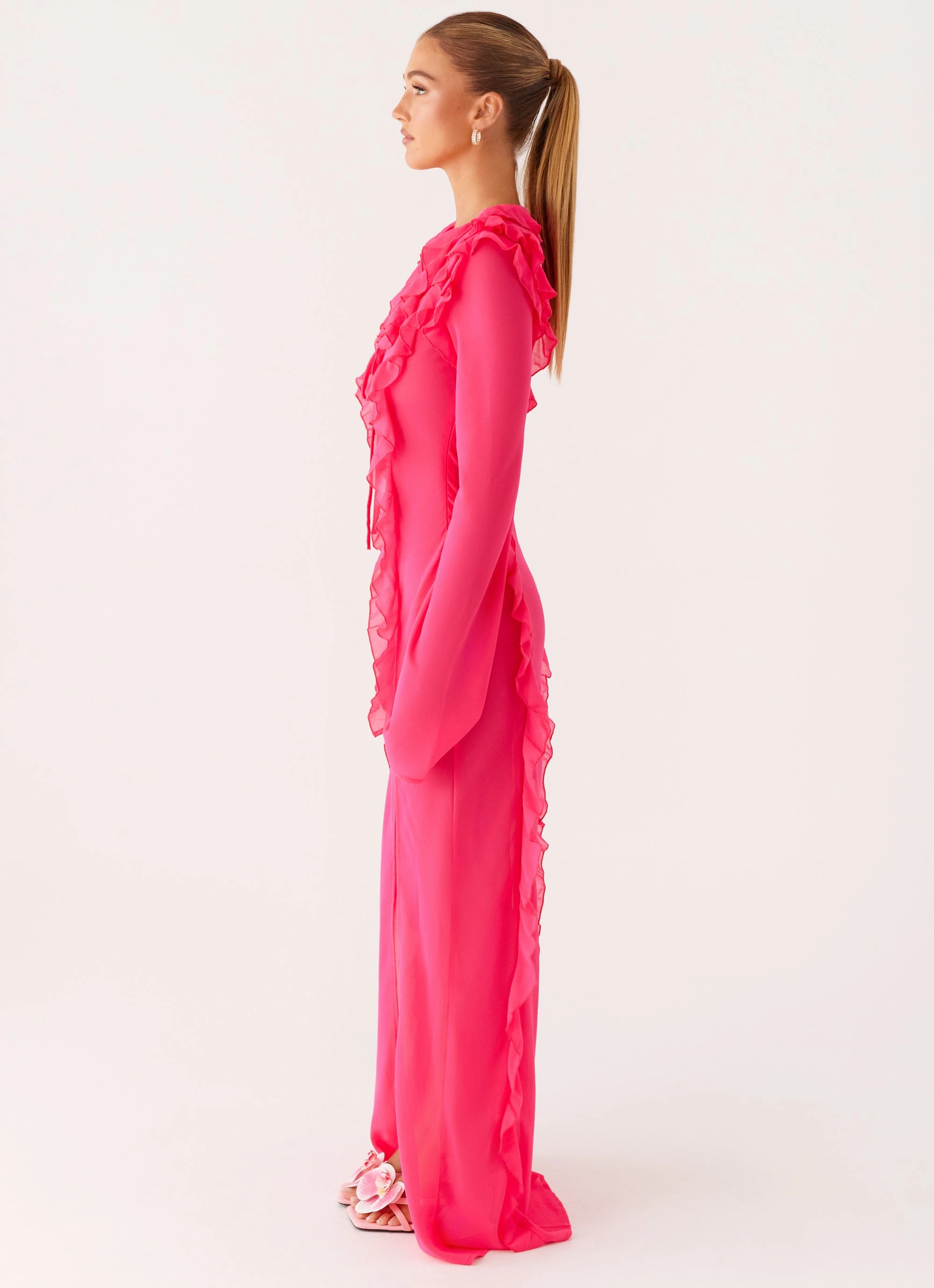 Simple Mood Balloon-Sleeve Charlize Maxi Dress - Pink