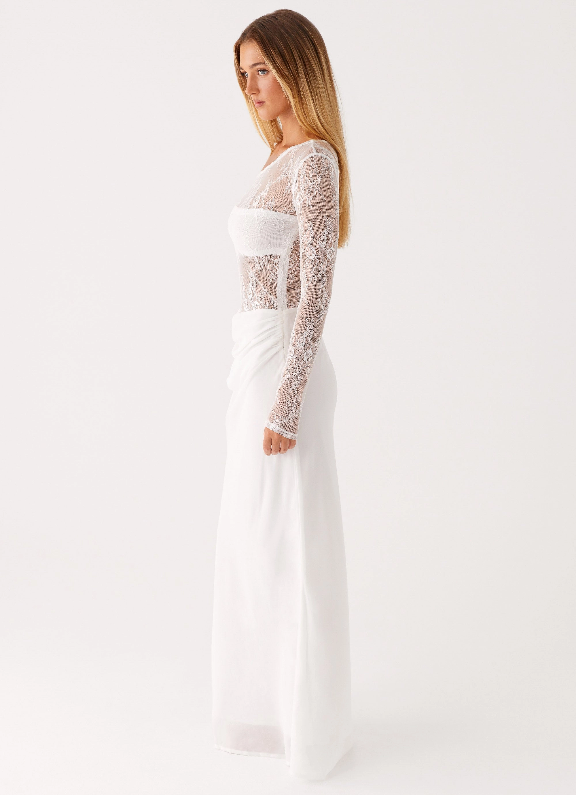 Pleat-Front Take Your Time Maxi Dress - White