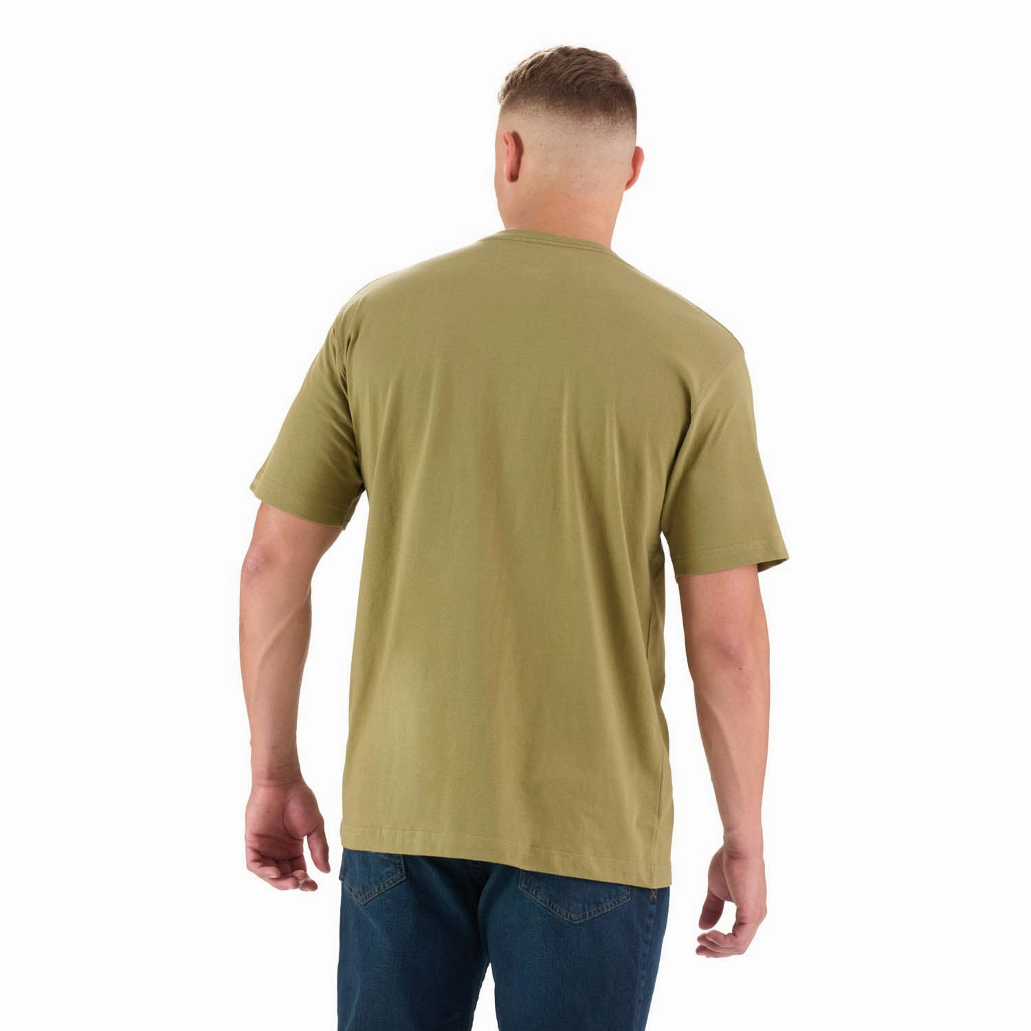 Berne Mens Light Olive 100% Cotton Heavyweight Pocket Tee S/S Lightweight Layer Raw edge