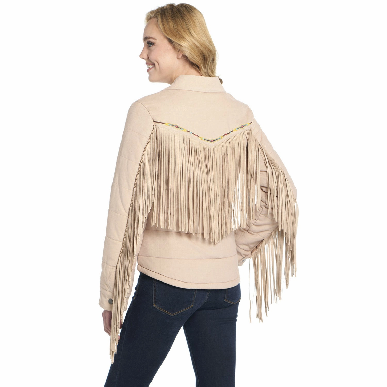 Reinforced Shoulders Cripple Creek Womens Quilted Micro-Cord Fringe Bedrock 100% Cotton Jacket