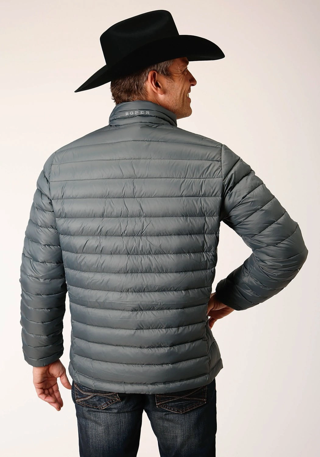 Magnetic Fasteners wrinkle free finish Roper Mens Down Coated Silver Sage 100% Nylon Insulated Jacket