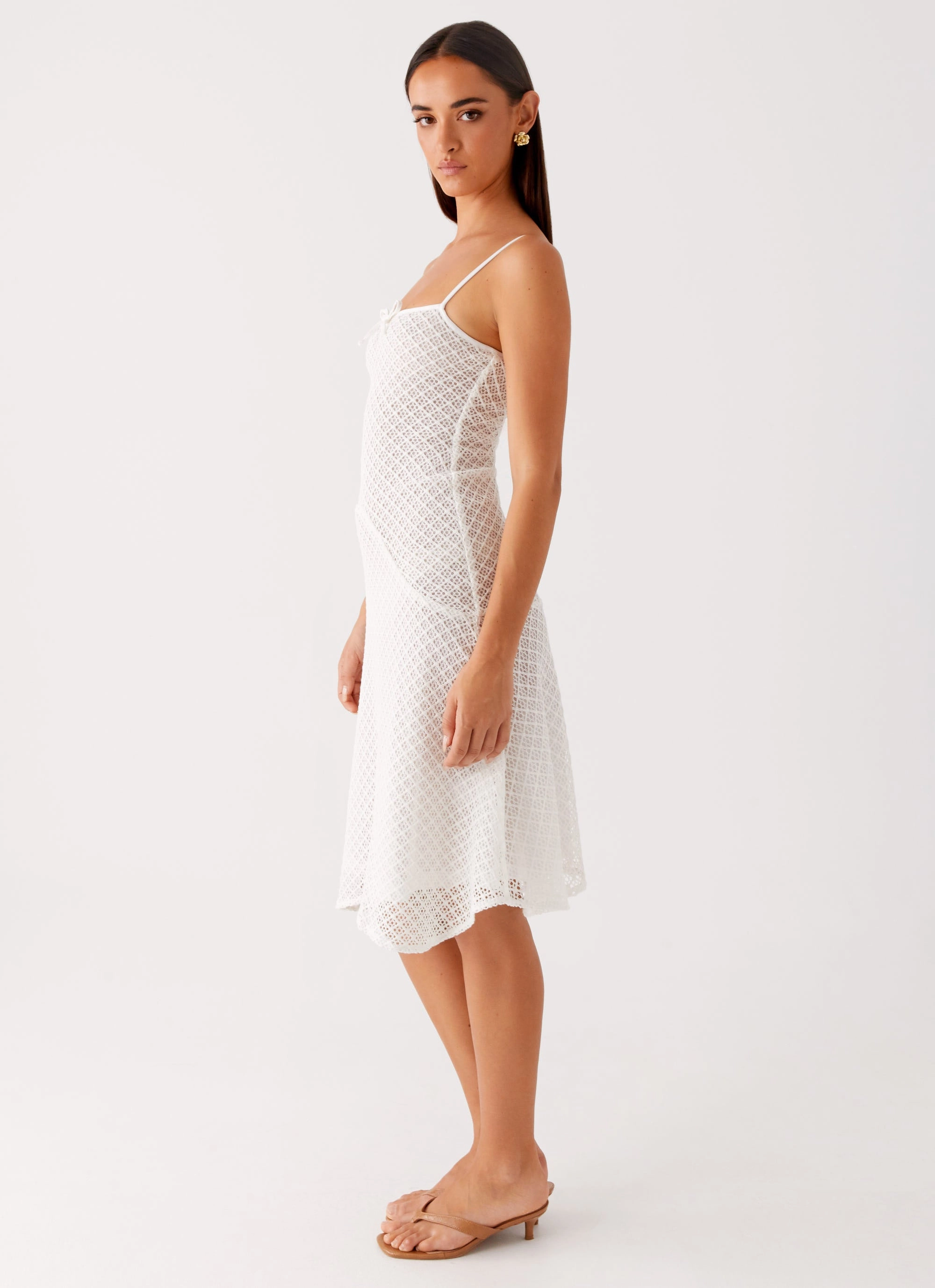 Tamar Midi Dress - White Shine Dressy Smart Style