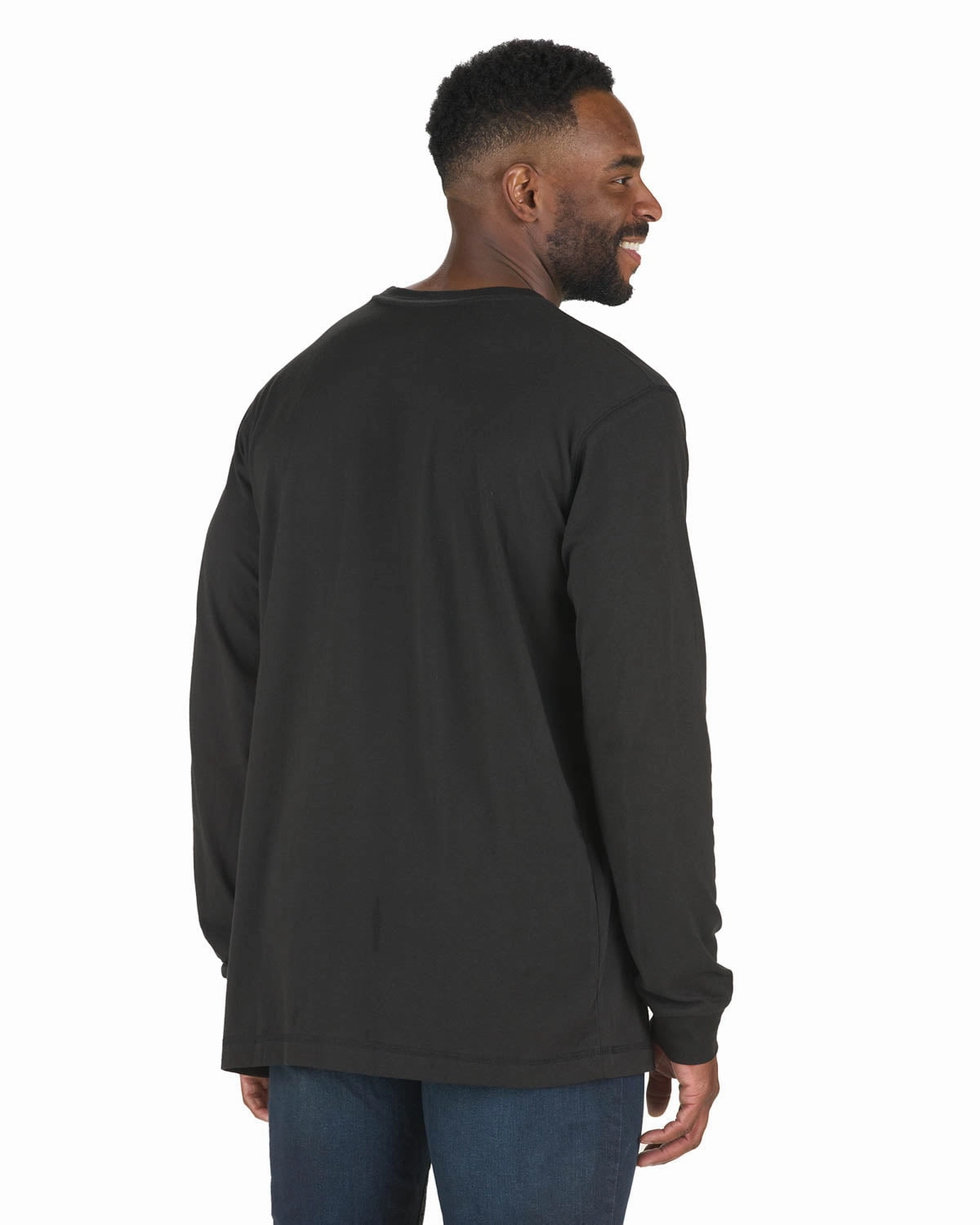 Berne Mens Black Cotton Blend Lightweight Performance Tee L/S Roll-Up Sleeve Anniversary Celebration
