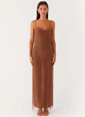 Zuella Beaded Maxi Dress - Chocolate Hiking Outerwear
