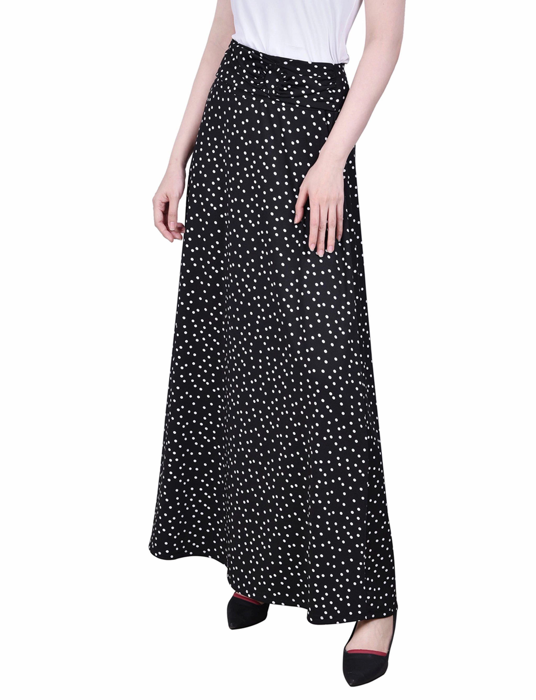 Urban Cool Petite Maxi A-Line Skirt With Front Faux Belt With Ring Detail