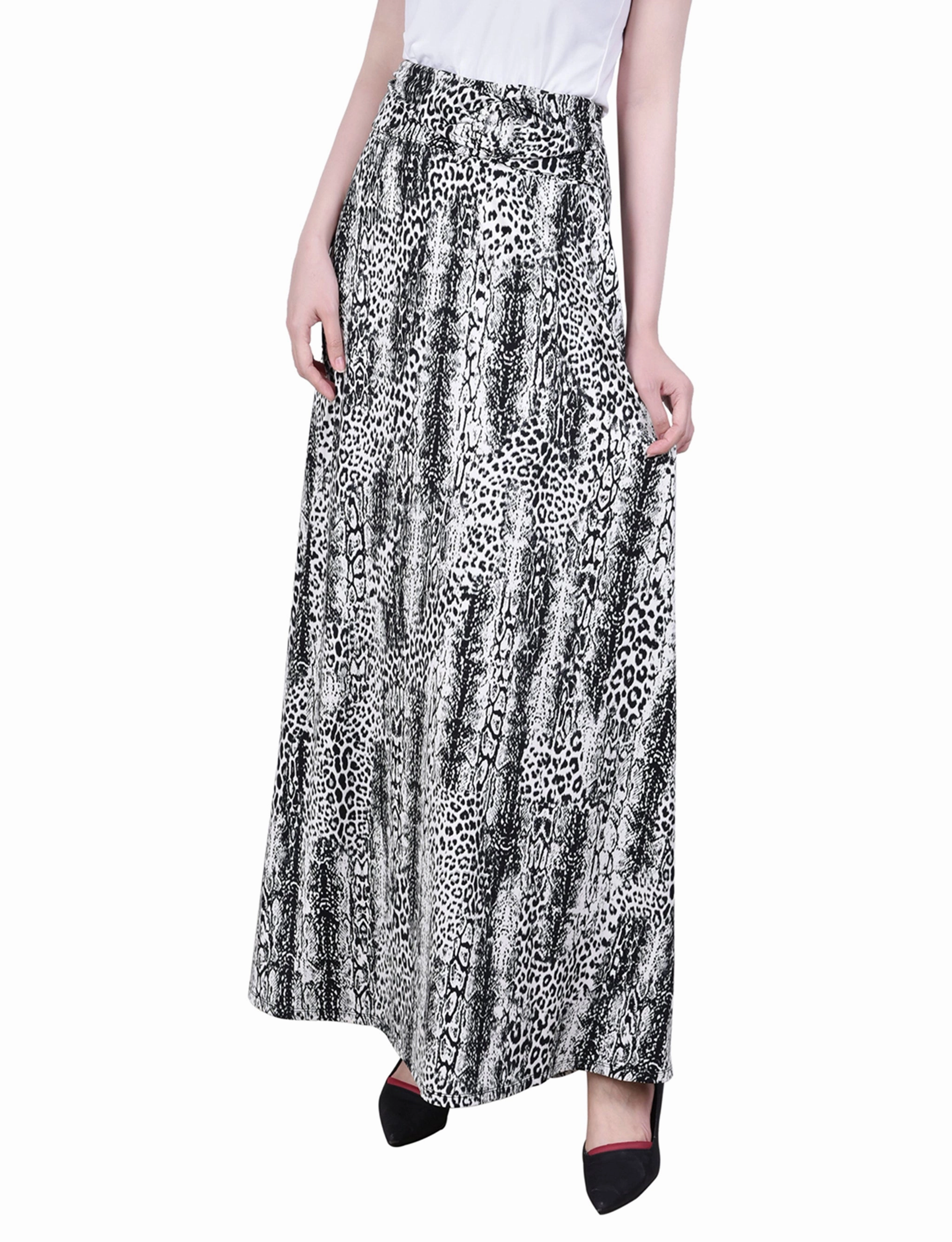 Petite Maxi A-Line Skirt With Front Faux Belt With Ring Detail Core Collection Street Style