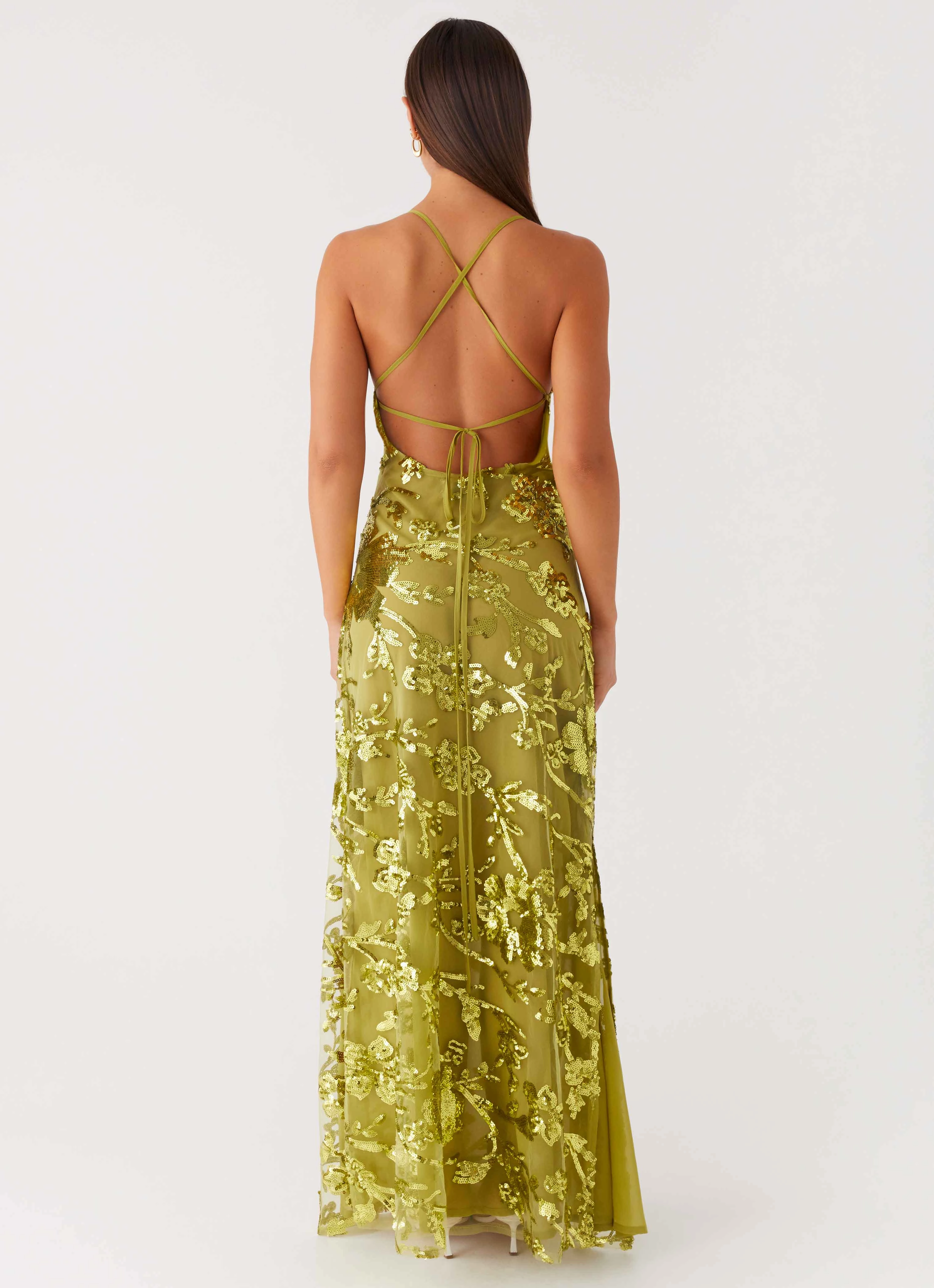 Havana Sequin Maxi Dress - Lime Padded Fashion Wear Warm and Cozy Jacket