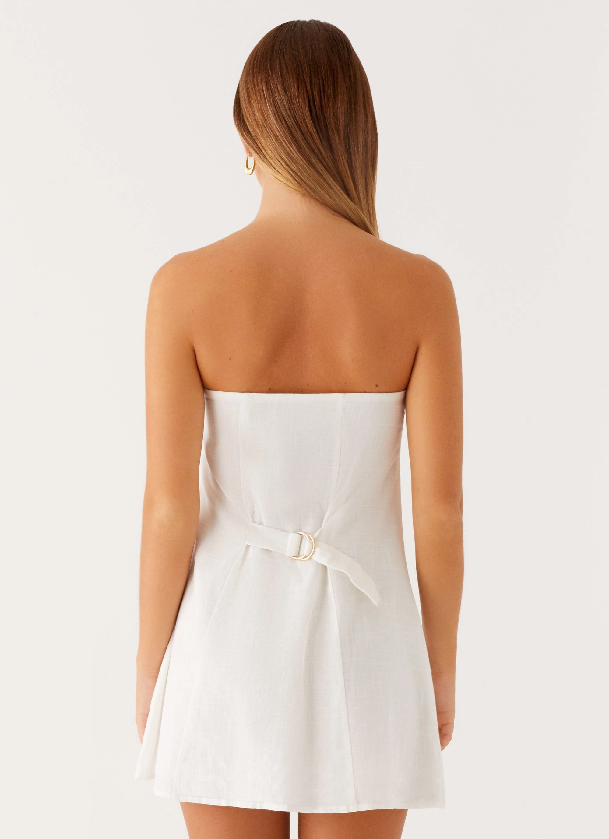 Hazel Mini Dress - White Long Lines Winter Layer