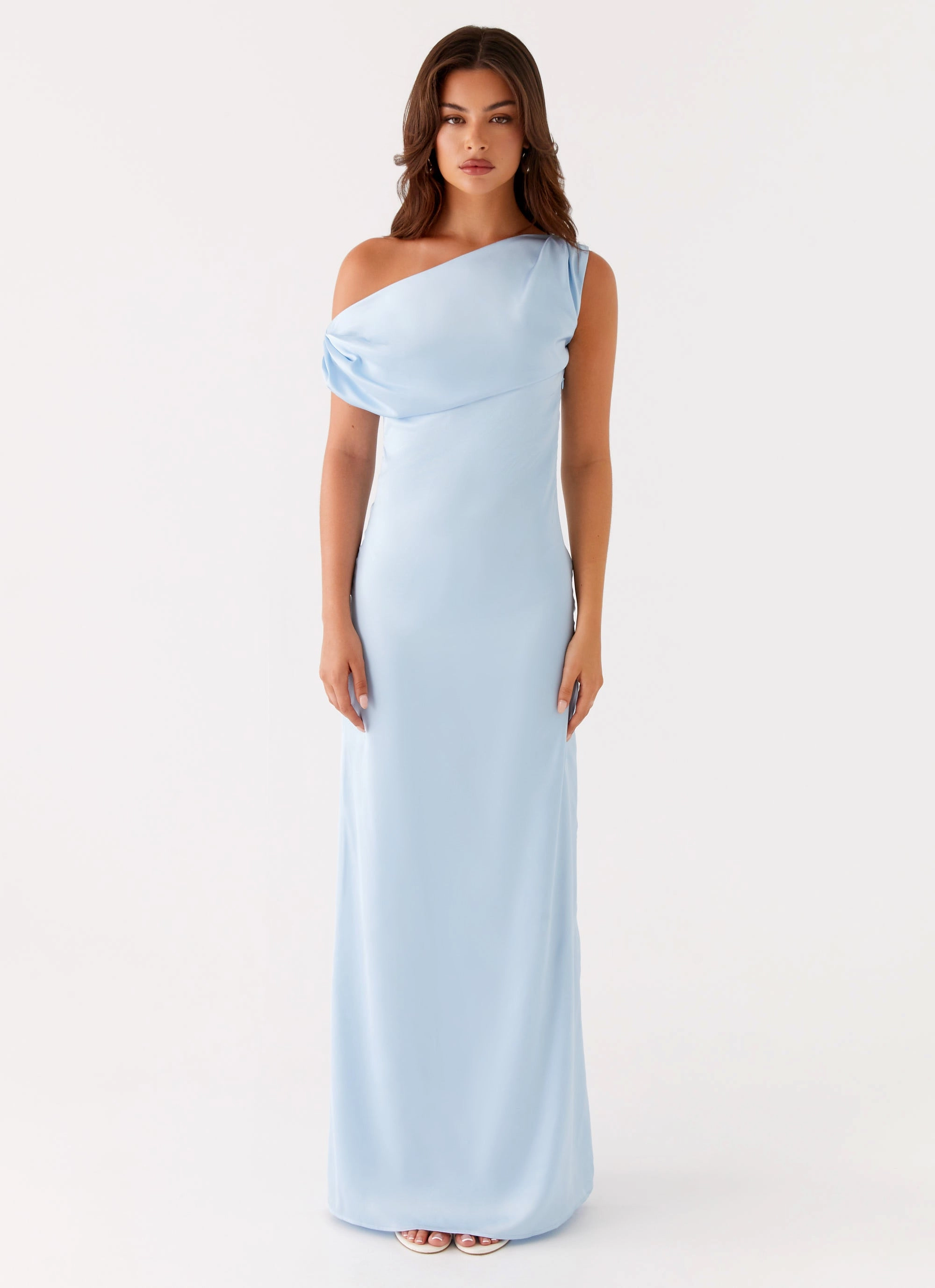 Heavyweight Warmth Heart Of Glass Satin Maxi Dress - Blue