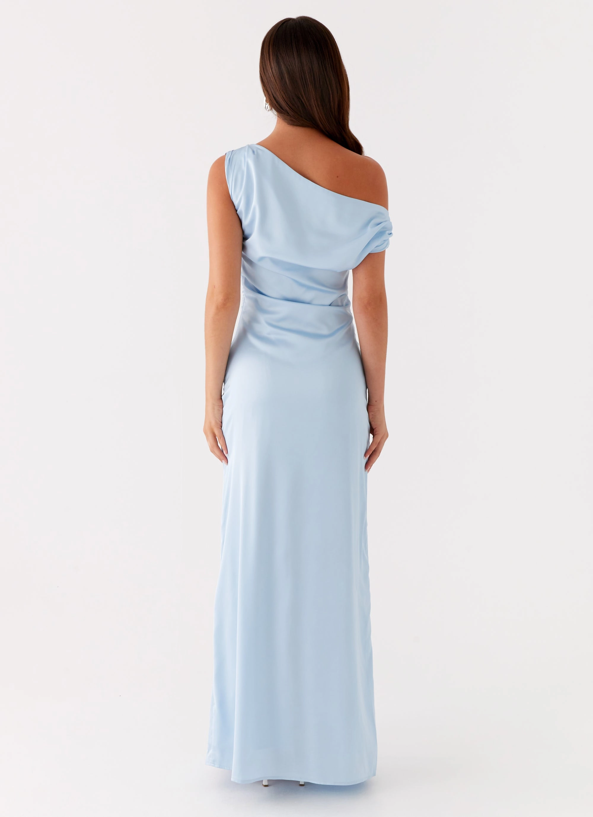 Luxury Coat Heart Of Glass Satin Maxi Dress - Blue