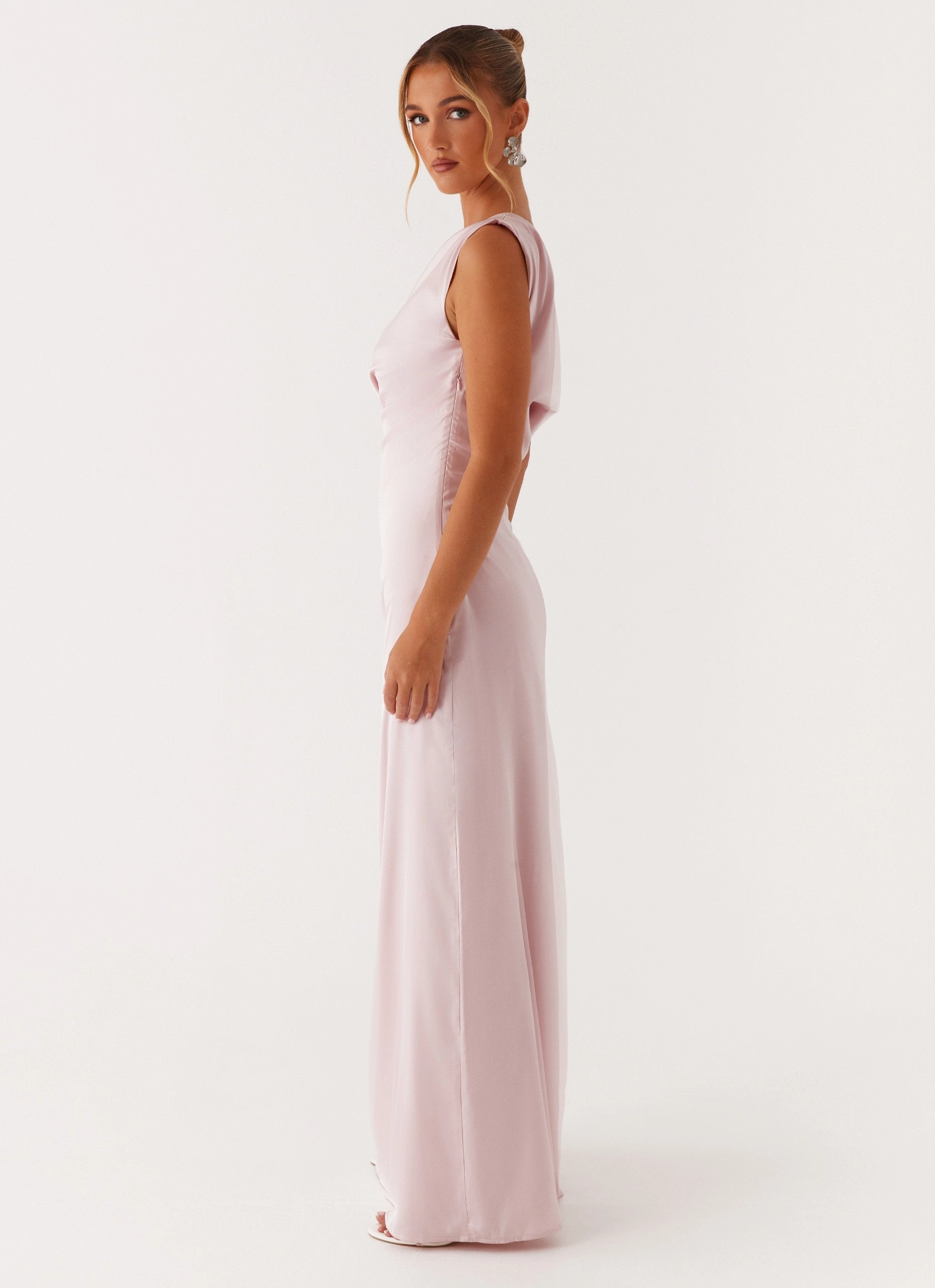 Heart Of Glass Satin Maxi Dress - Pink Travel Ready