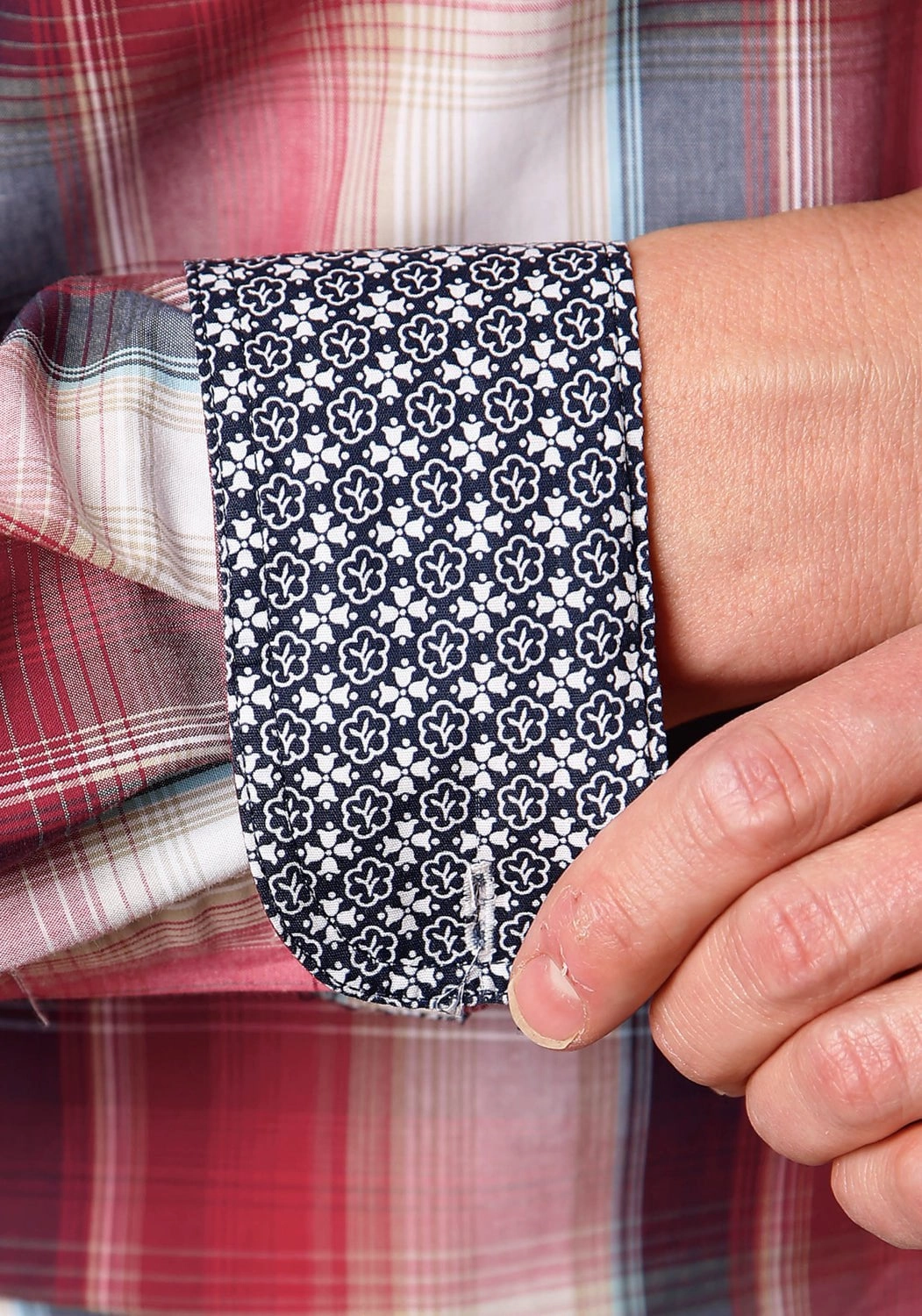 Roper Mens Red 100% Cotton Apple Plaid BD L/S 1 Pocket Shirt Low Profile Pocket Design Plus size option