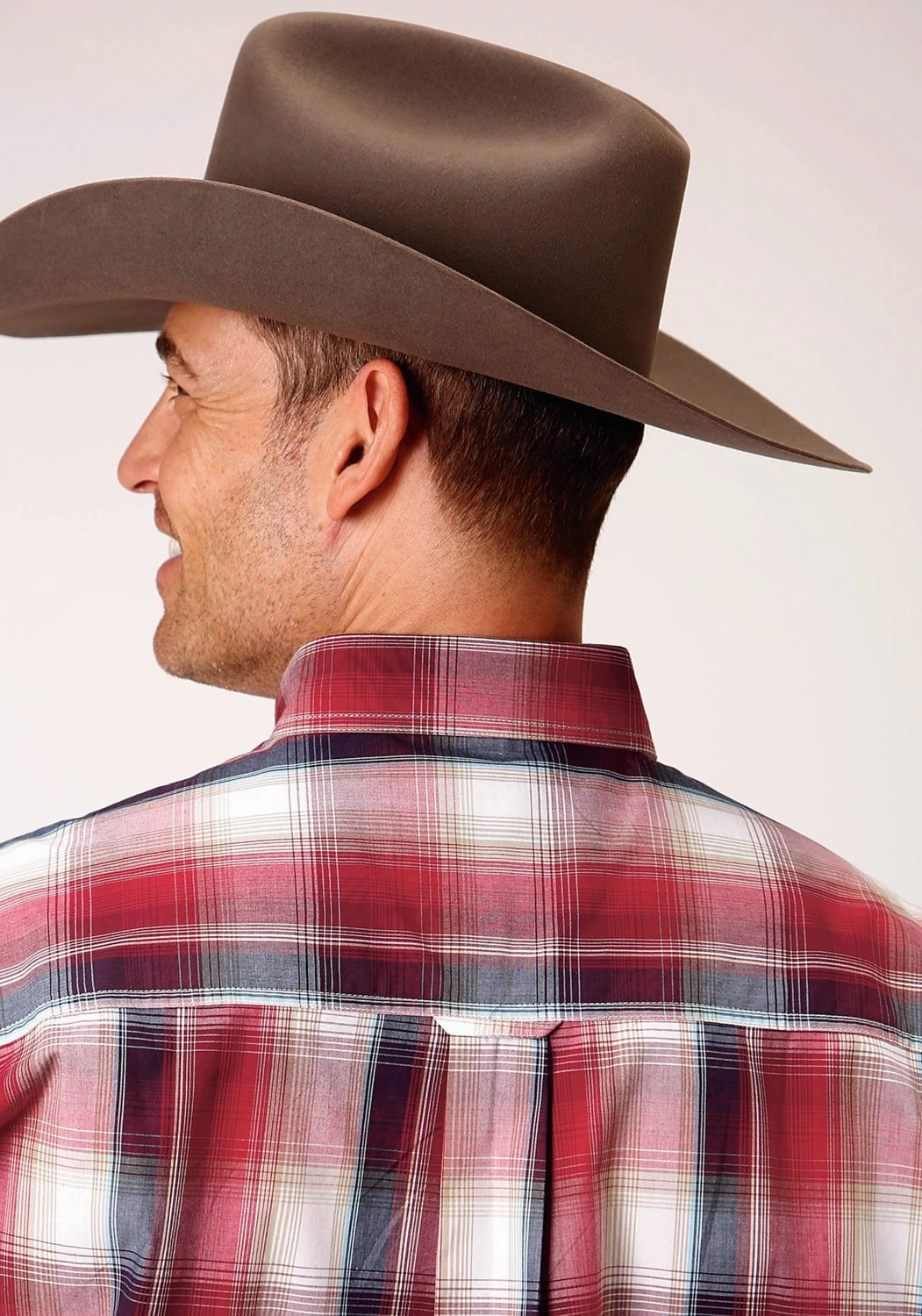 Roper Mens Red 100% Cotton Apple Plaid BD L/S 1 Pocket Shirt Fitted Design