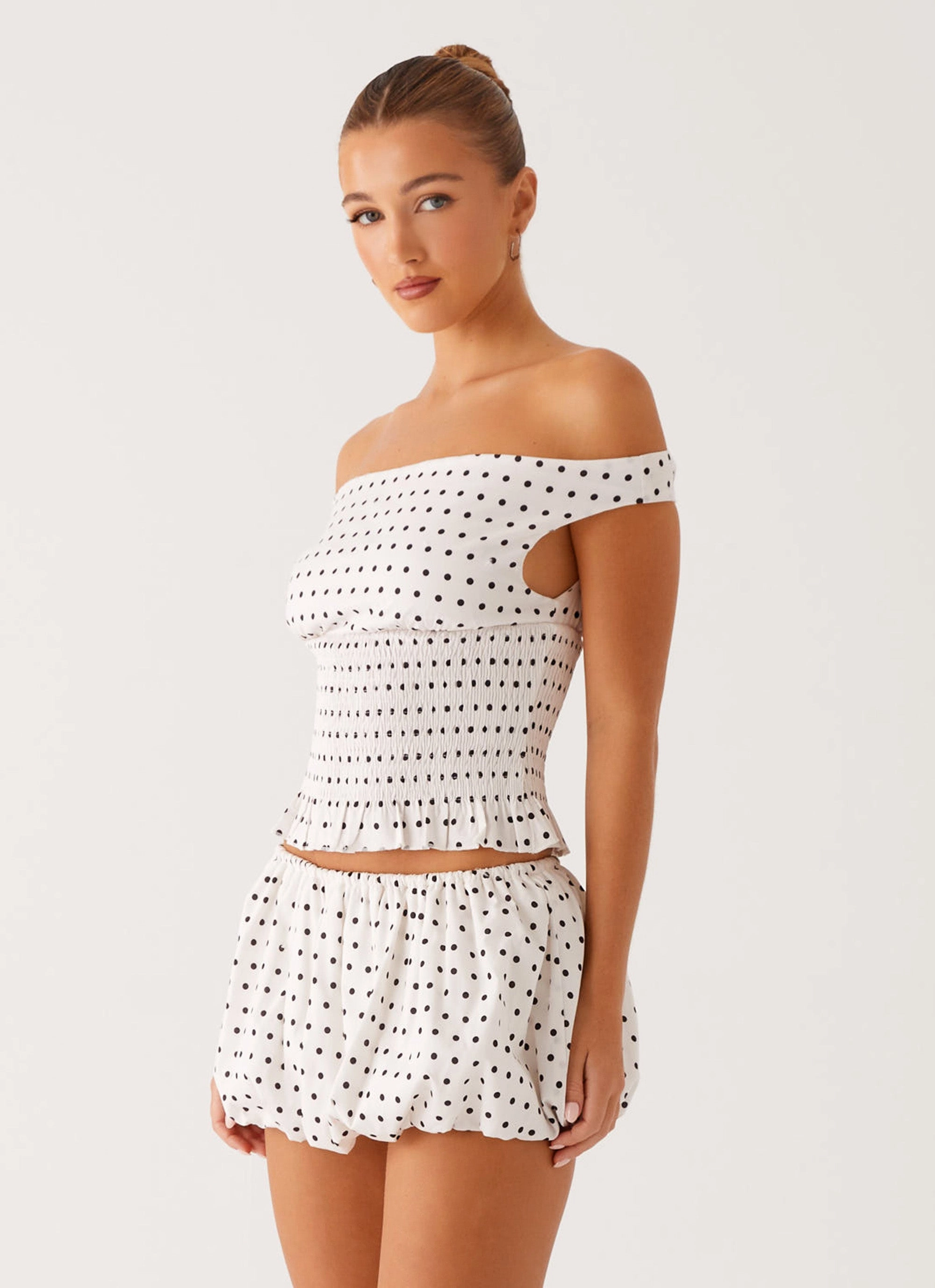 Heather Mini Skort - White Black Polka Dot Hip Skimming Minimal Vibes