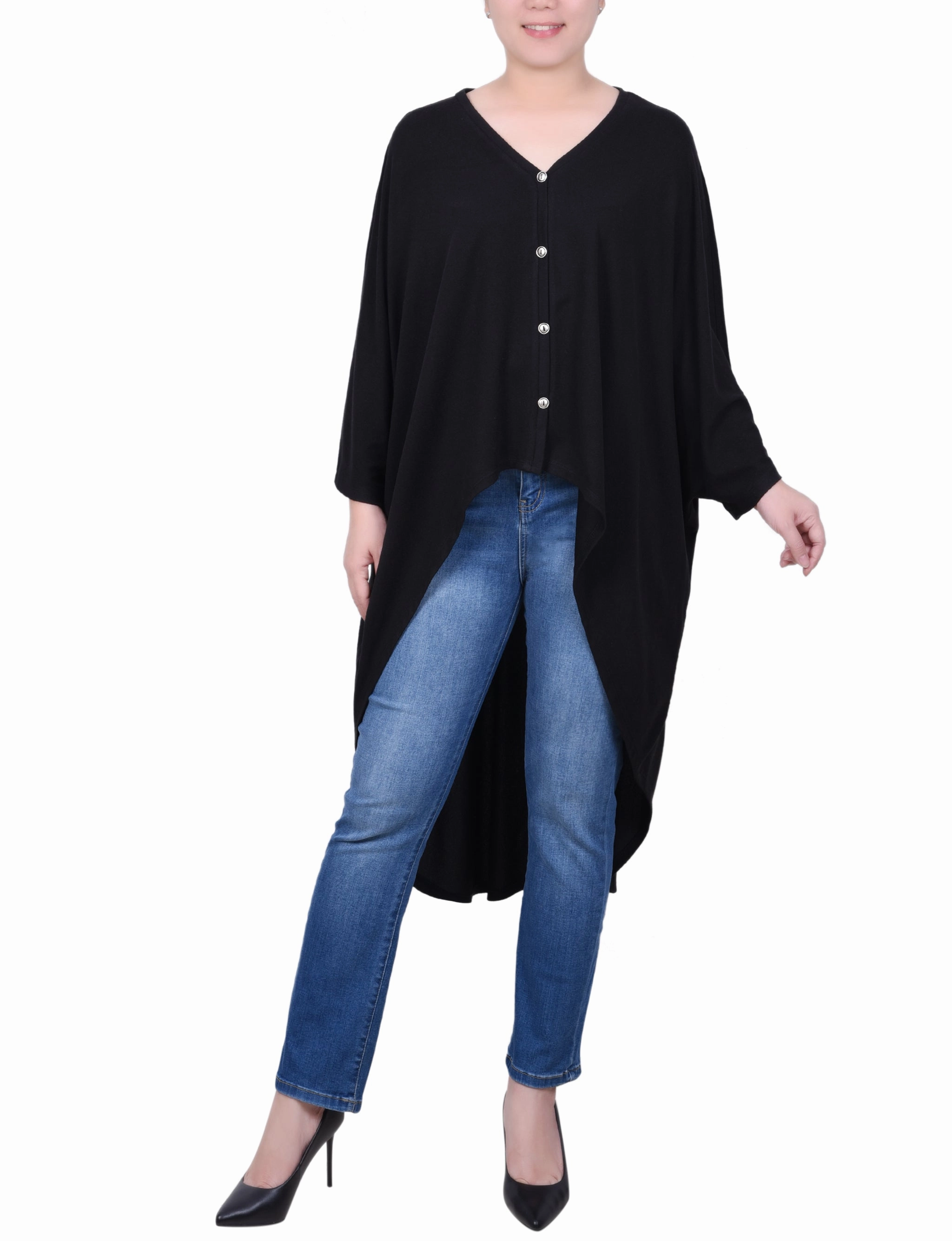 Cooling Technology LoopwheelFabric Hi Lo Batwing Sleeve Cardigan