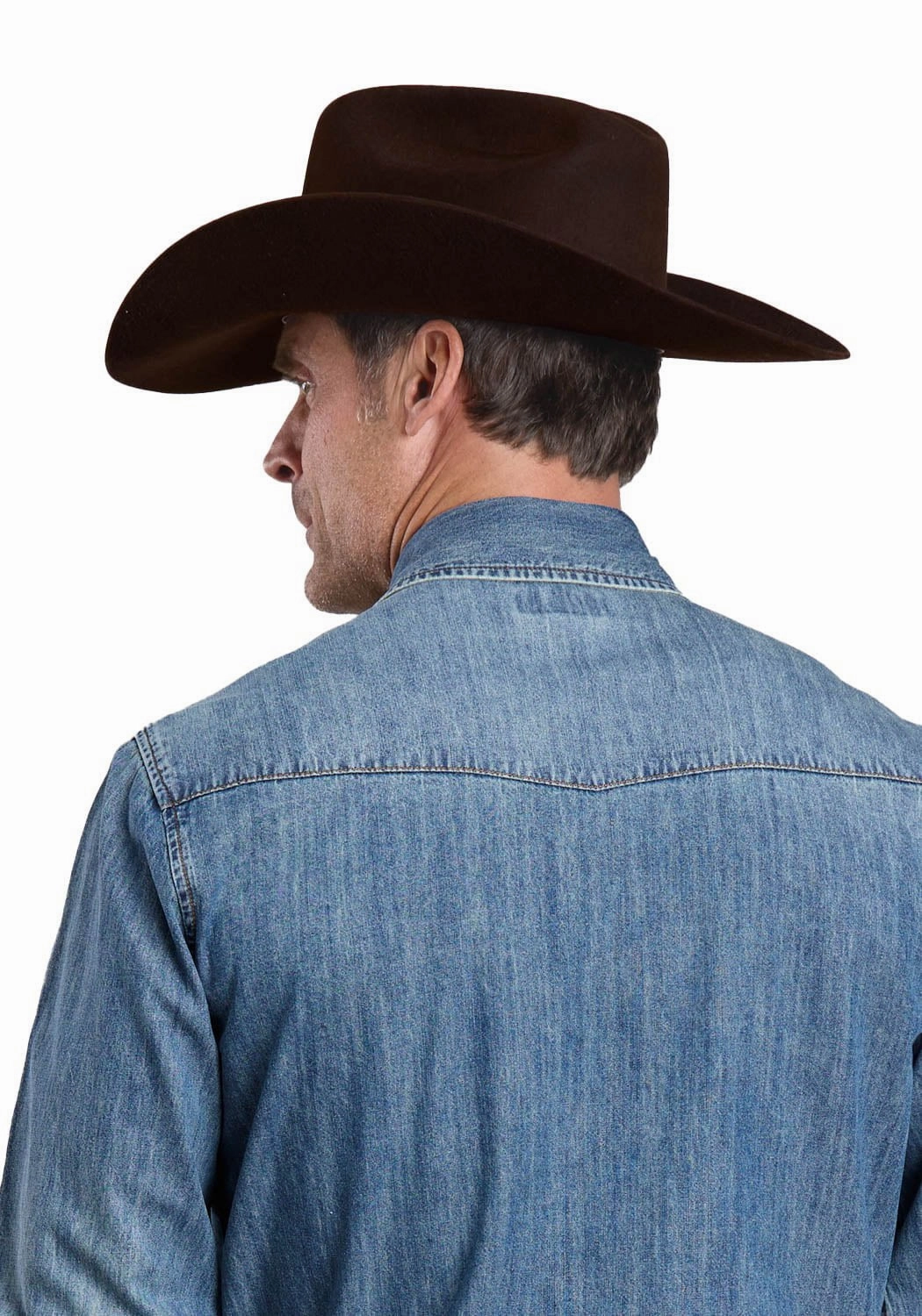 Stetson Mens Turquoise Hex Snaps Stonewashed Denim 100% Cotton L/S Shirt Classic Appeal