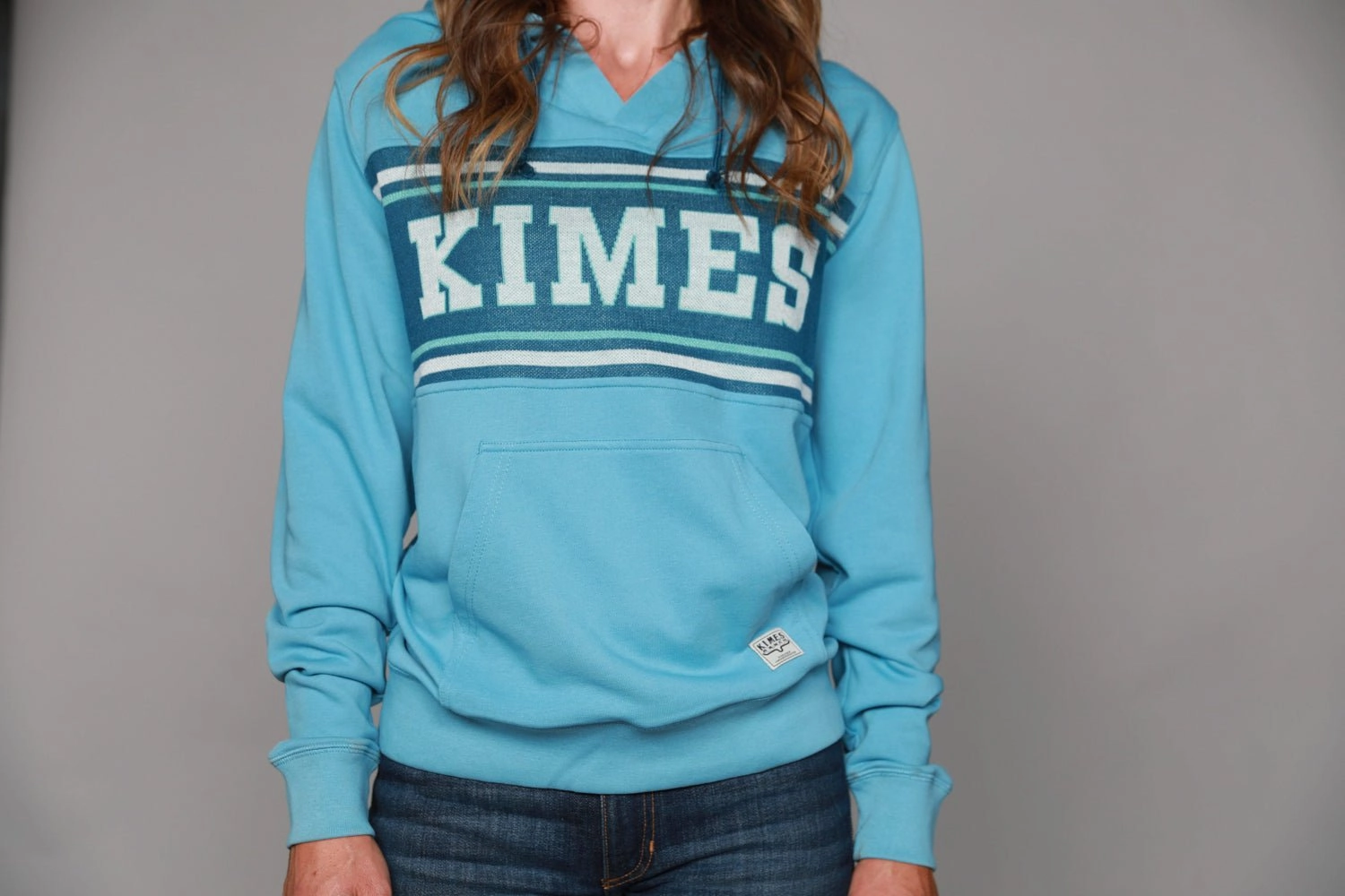 Cozy Look Kimes Ranch Womens North Star Hoodie Light Turquoise Cotton Blend L/S