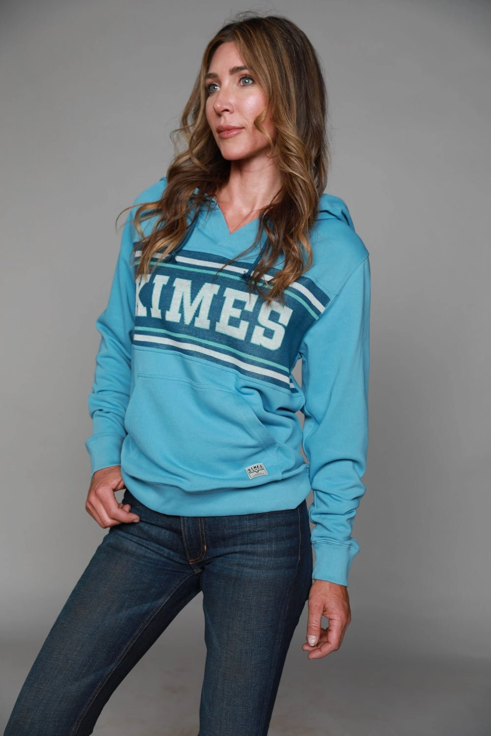 MultiPocket Configuration Kimes Ranch Womens North Star Hoodie Light Turquoise Cotton Blend L/S