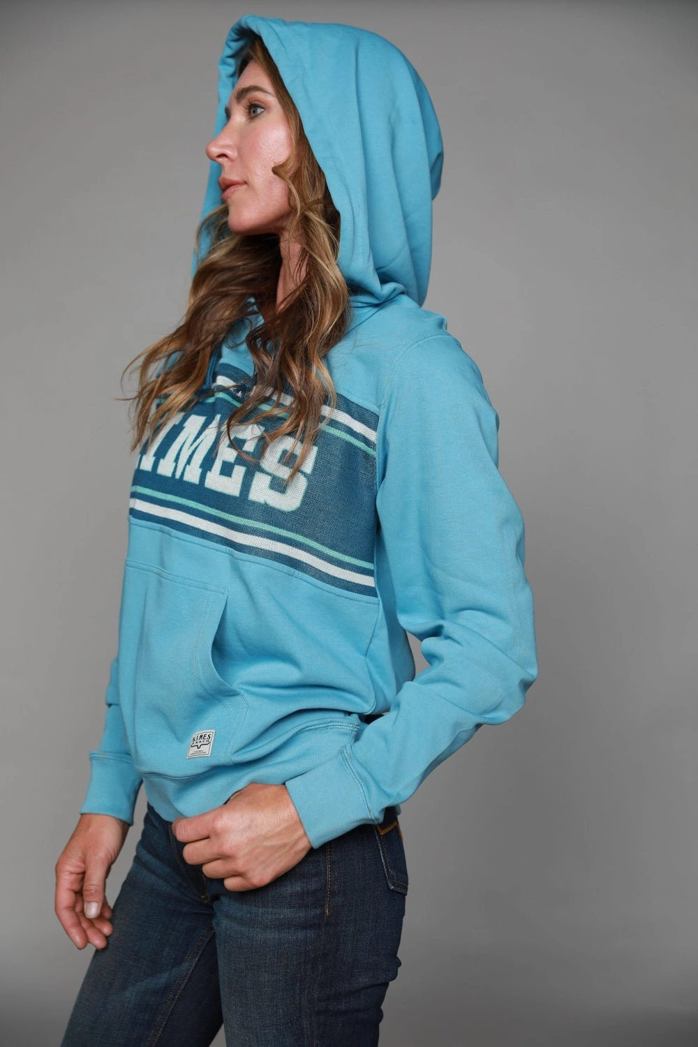 Single Buttons Kimes Ranch Womens North Star Hoodie Light Turquoise Cotton Blend L/S