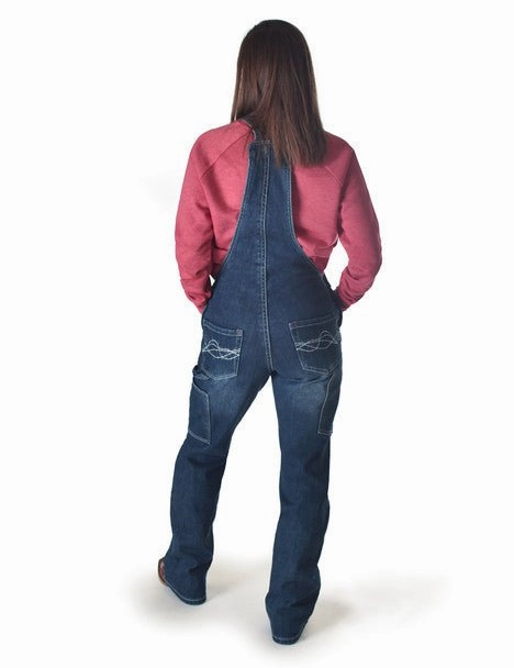 Moisture Wicking Inner Layer Active Daily Wear Cowgirl Tuff Womens Double Down Flannel Dark Wash Cotton Blend Bib Overall