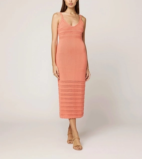 Millicent Crochet Ankle Dress | Coral Peach Easy Comfort Look Soft Vibe