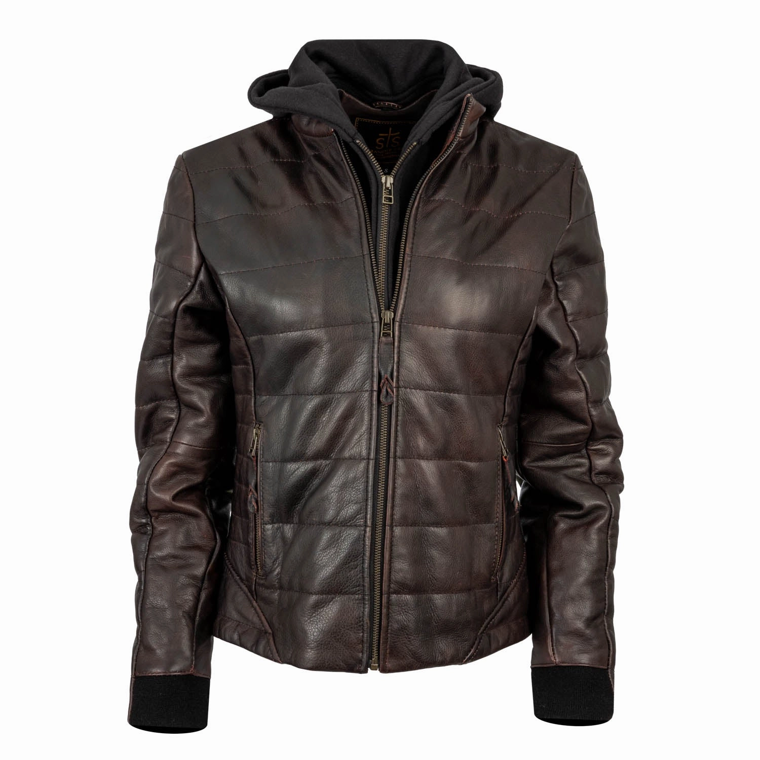 STS Ranchwear Womens Amberly Black Cherry Leather Jacket Layered Wind Barrier