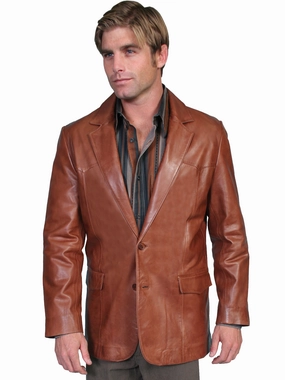 Breathable City Style Scully Leather Mens Western Lambskin Blazer Antique Brown 40