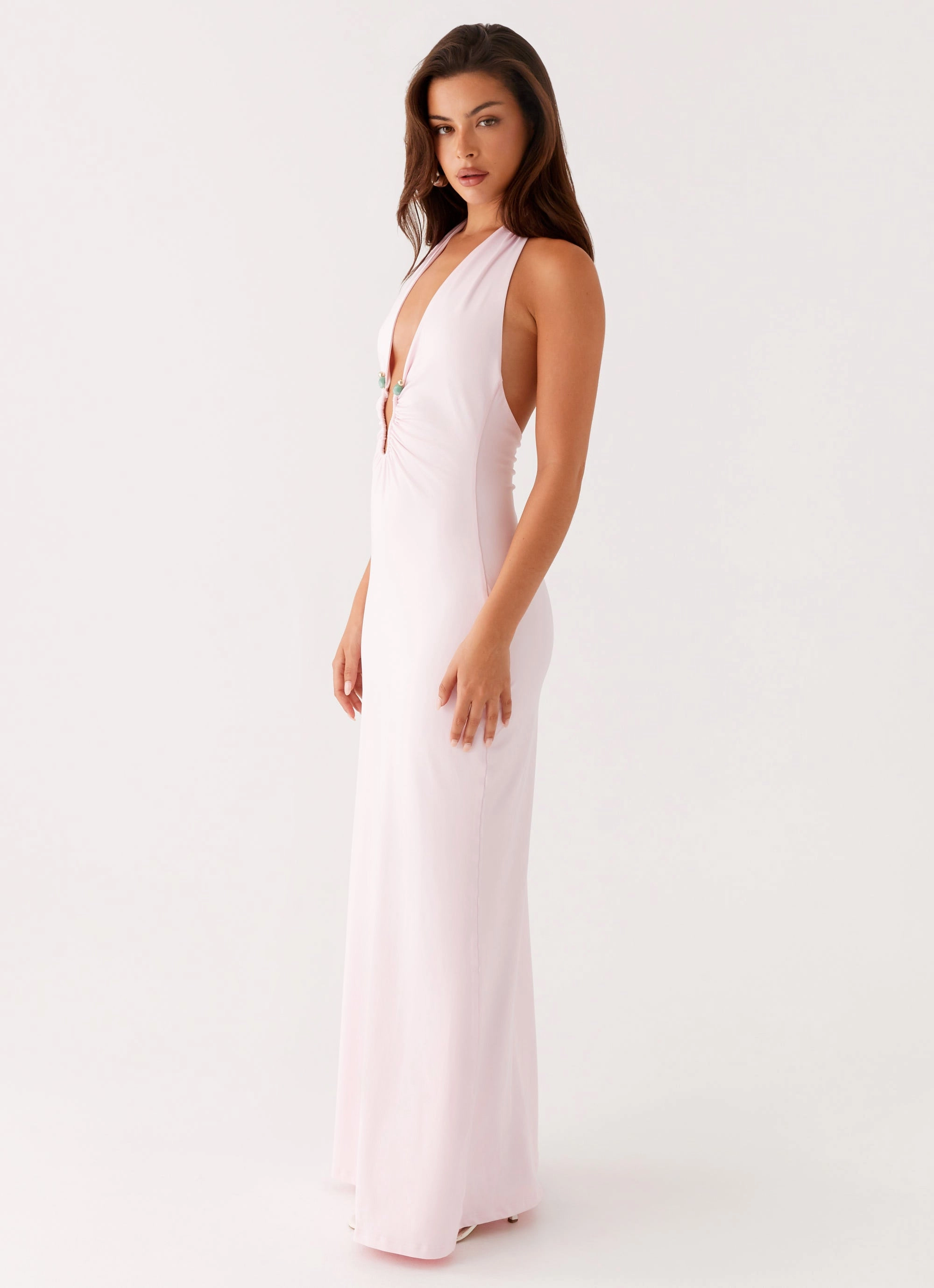 Cold-Shoulder Sophisticated Fit Nicola Maxi Dress - Pink
