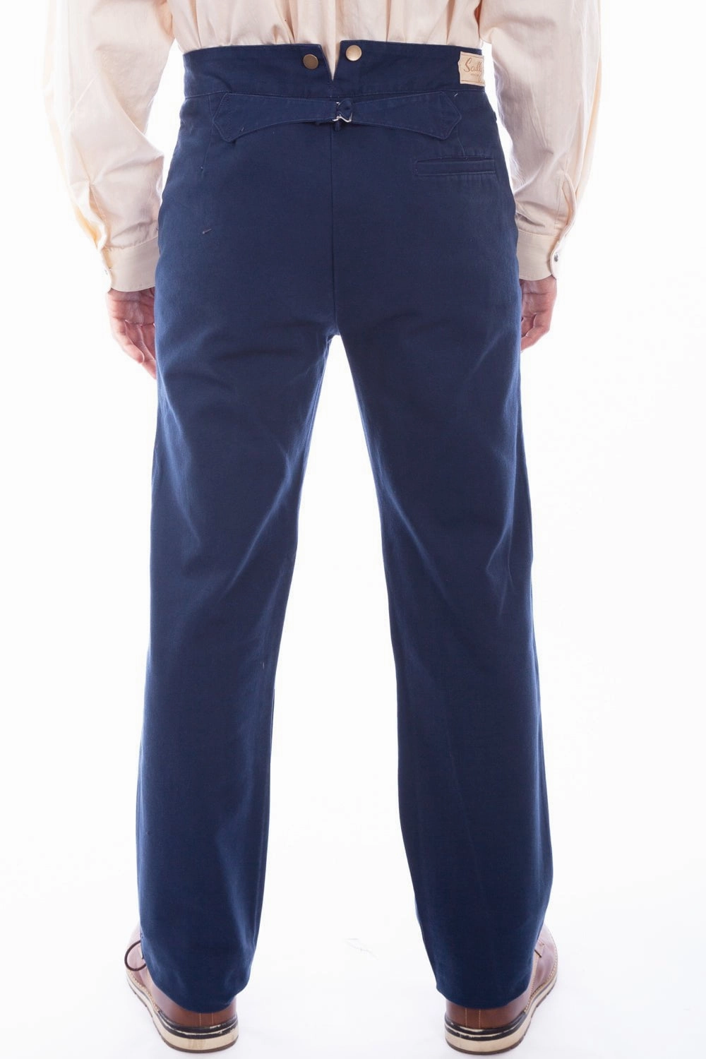 Scully Mens Navy 100% Cotton 1800s High Rise Trousers Casual Must-Have StretchFabric