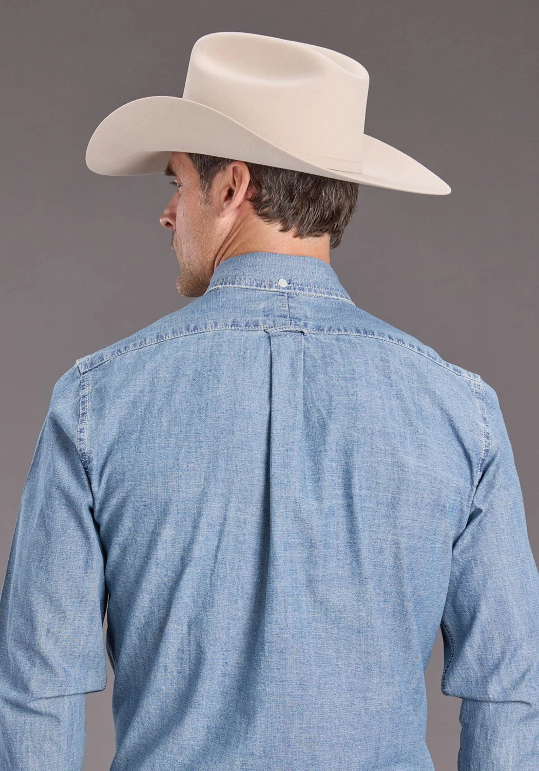 Stetson Mens Chambray 1 Pocket Blue 100% Cotton 1 Pkt L/S Shirt Sleepwear Short Sleeve