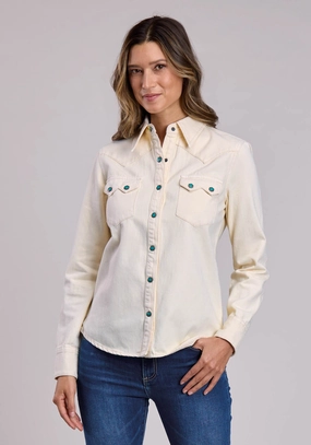 Summer Fashion Stetson Womens 3 Point Back Yoke Cream 100% Cotton L/S Shirt