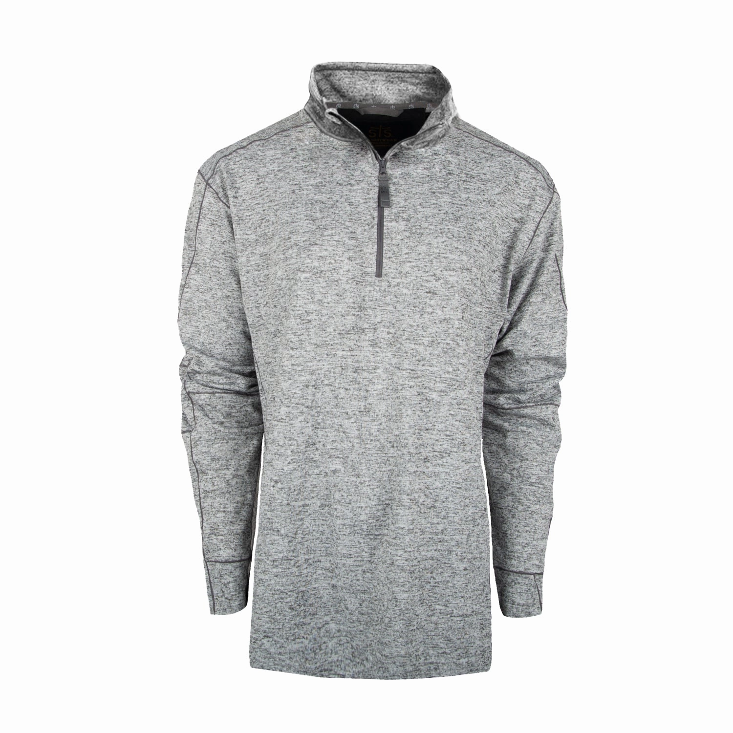 Spring Collection STS Ranchwear Mens Quarter Zip Heather Gray Polyester Pullover Sweater
