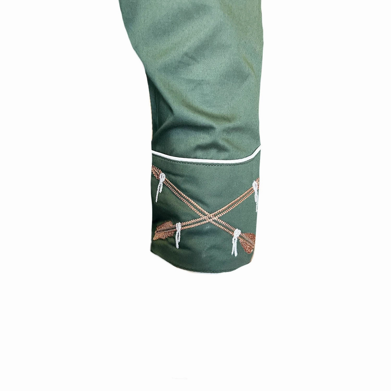 Rockmount Mens Steer Skull and Arrow Green 100% Cotton L/S Shirt Lightweight Comfort Reinforced Elbow Patches