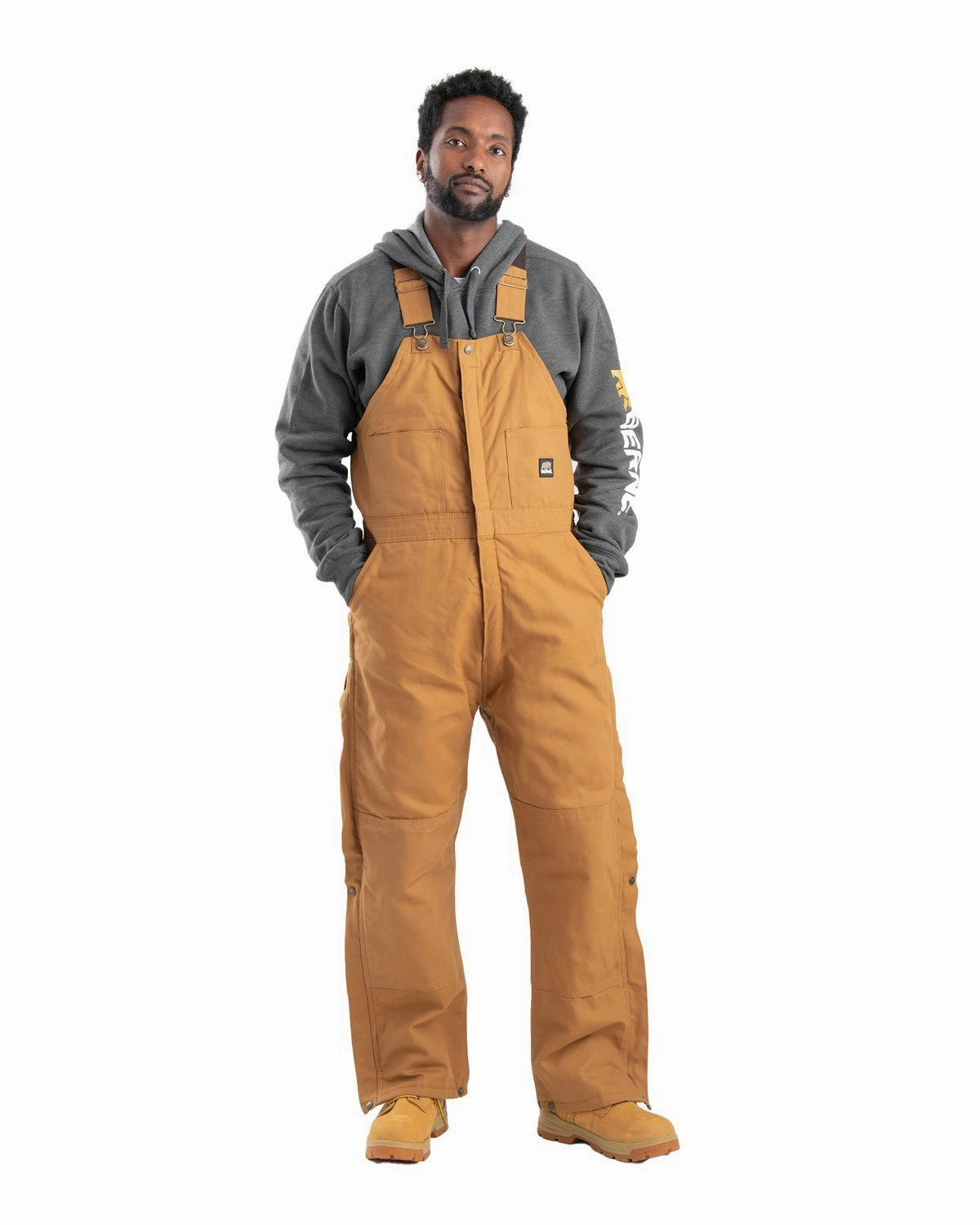 Berne Apparel Mens Heritage Insulated Duck Brown Duck 100% Cotton Bib Overall Friction Reducing Lining NonRestrictiveFit