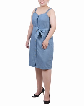 Plus Size Sweetheart Neck Chambray Sundress Chic formal attire
