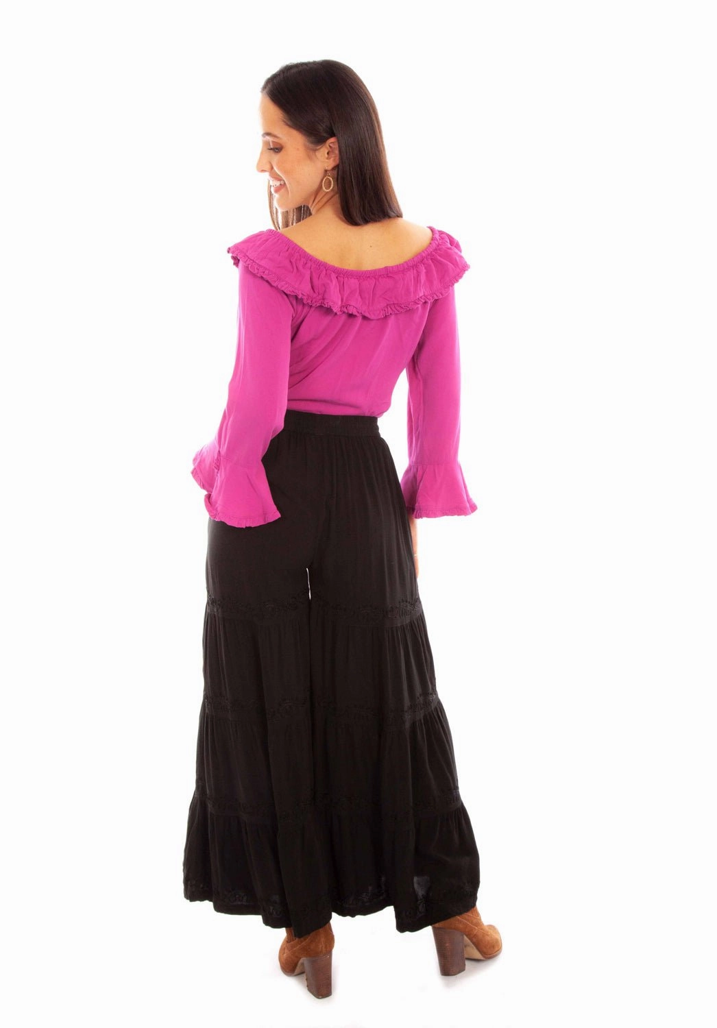 Scully Womens Black Rayon Palazzo Pants Daily Choice