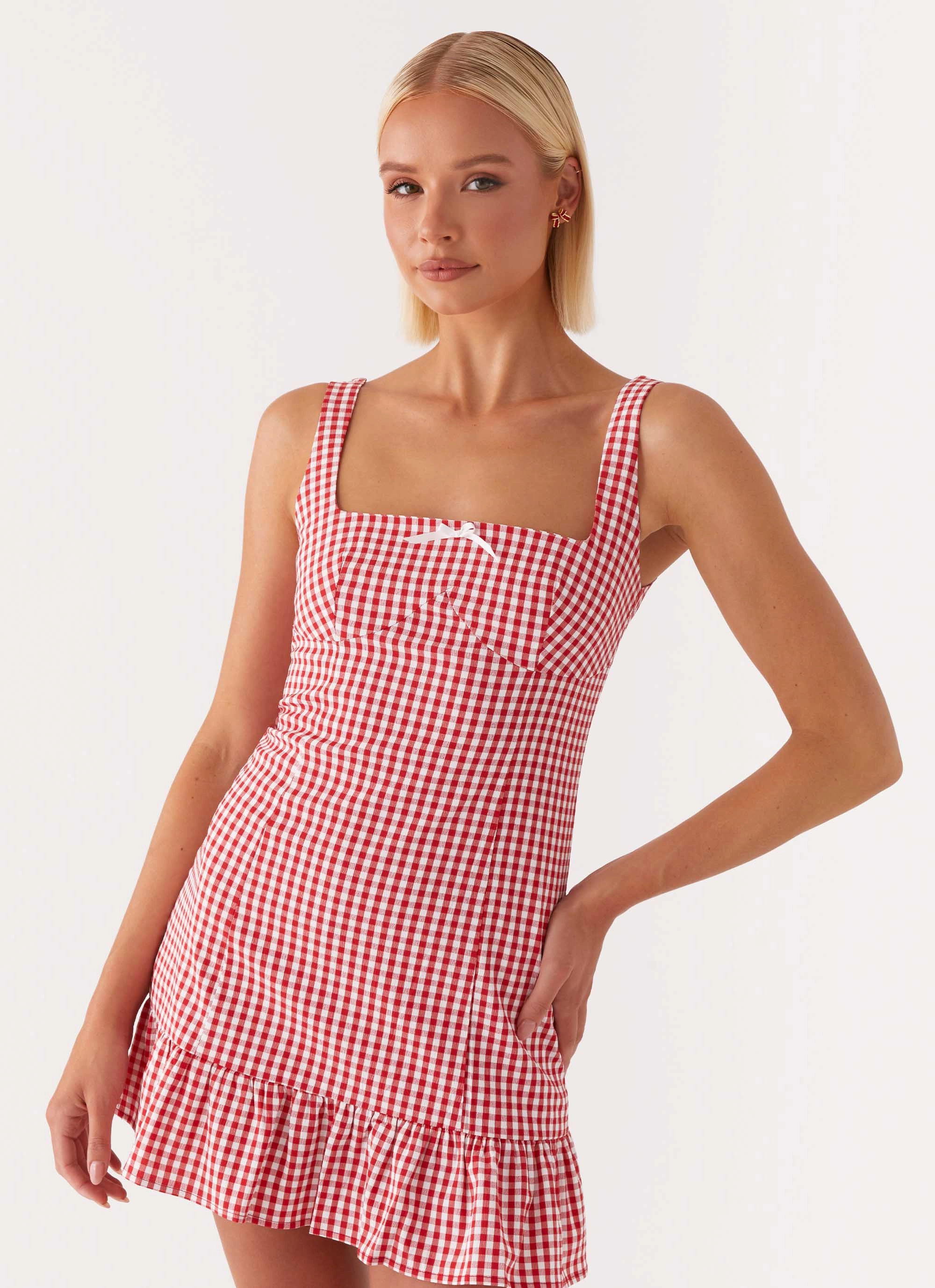 Honesty Mini Dress - Red Gingham Edgy Layers