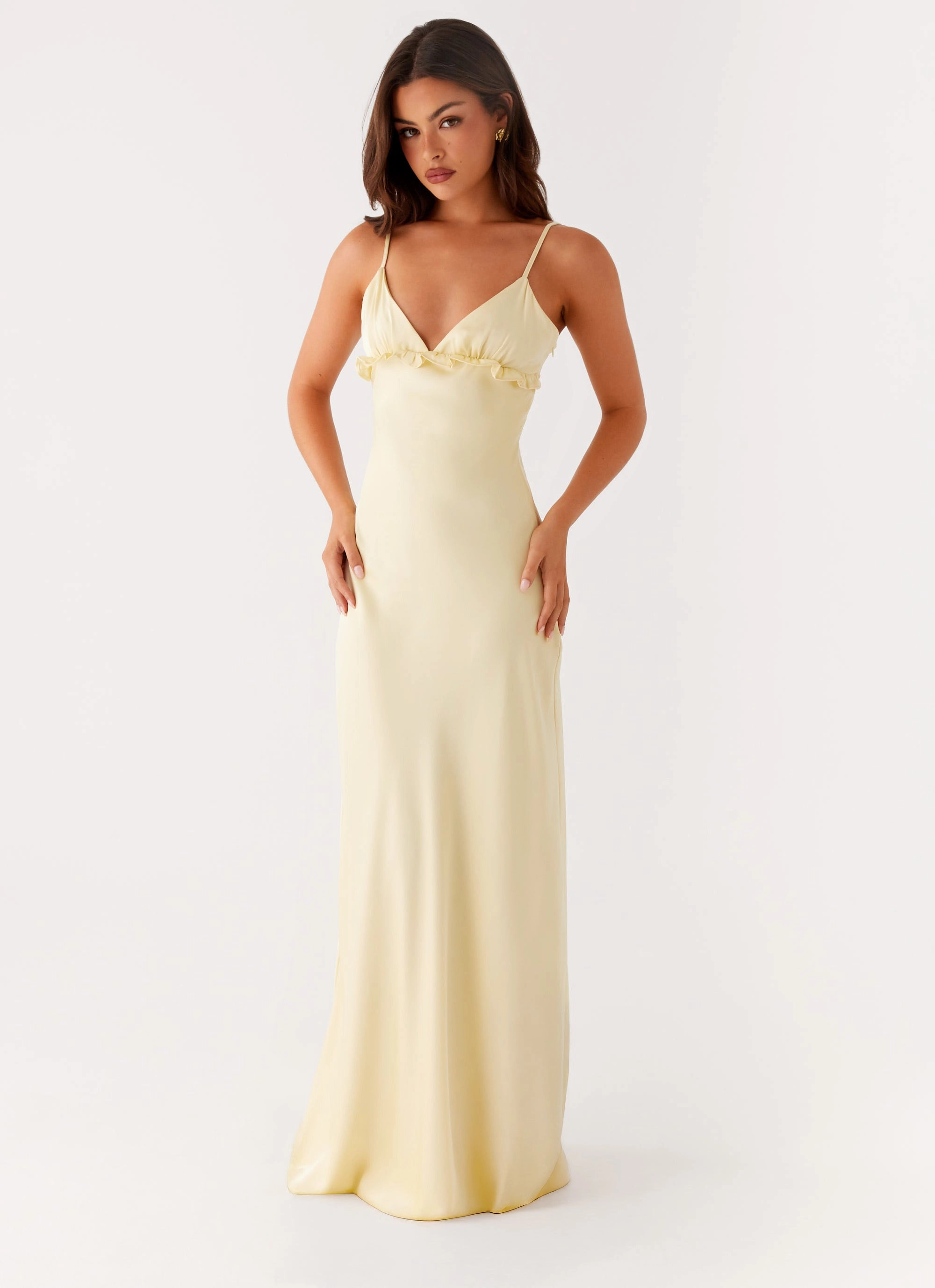 Solid Color Elona Maxi Dress - Baby Yellow