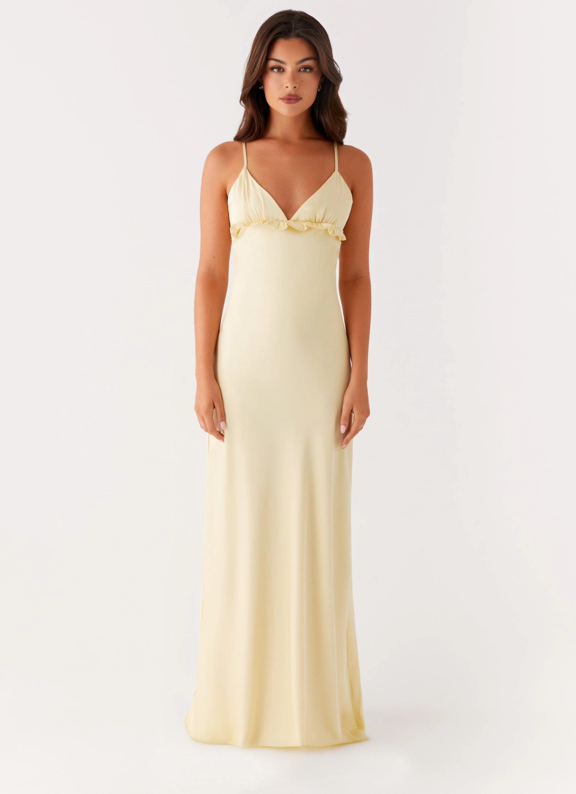 Quilted Pattern Elona Maxi Dress - Baby Yellow