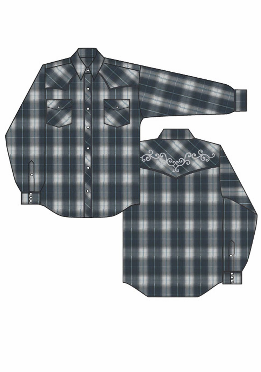 natural fiber Premium Quality Roper Womens 1509 Large Scale Plaid Navy/Grey Cotton Blend L/S Shirt