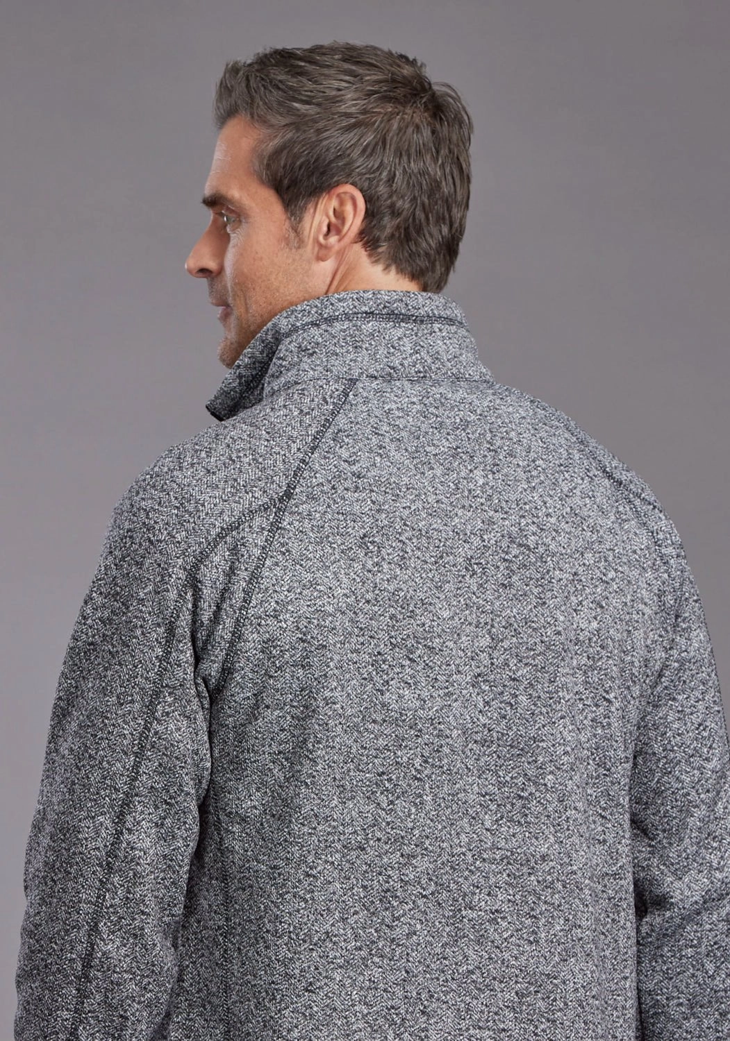 Trendy designs bohemian flair Stetson Mens Herringbone Pullover Heather Black 100% Polyester 1/4 Zip Sweater