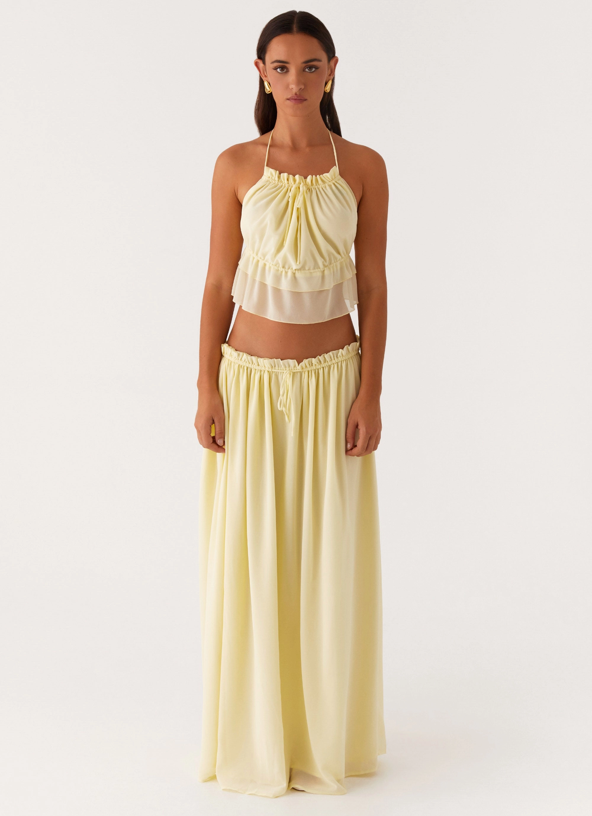 Comfy chic Seamless construction Zaya Maxi Skirt - Yellow