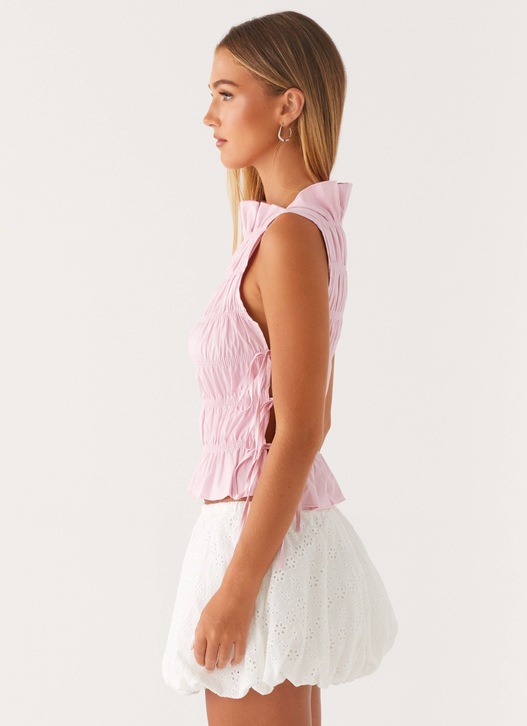 BreathableMeshPanels Alysa Shirred Top - Pink