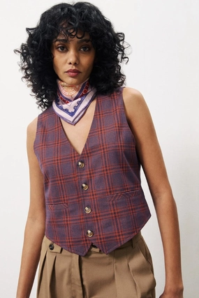 Anti Static Cloth Blend Bonded Seam Construction FRNCH Alix Suit Vest