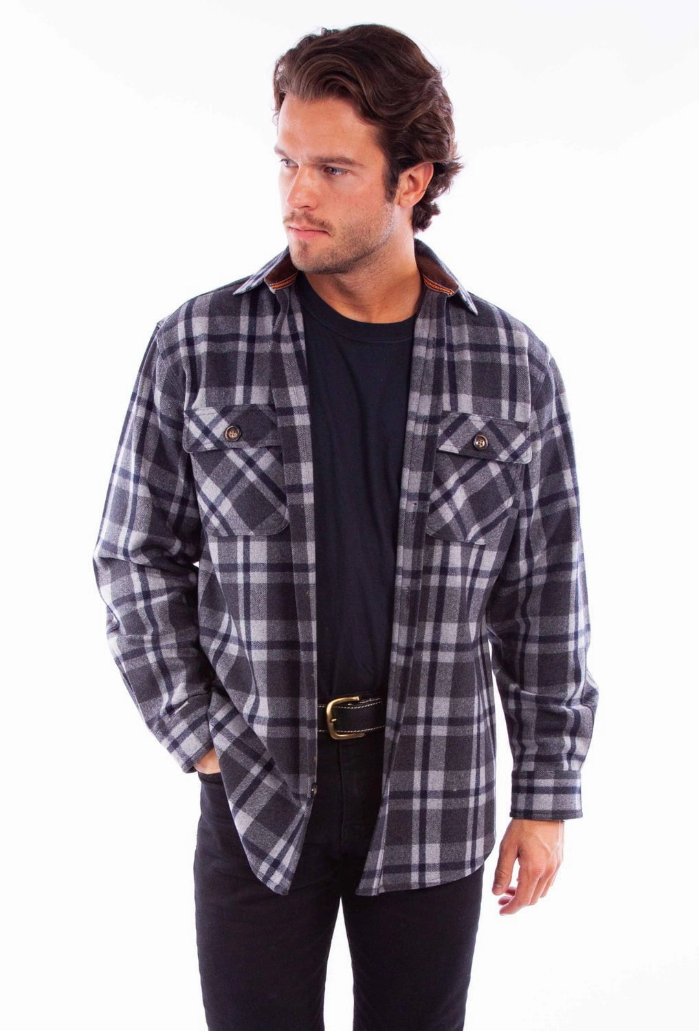 Beach Wear Scully Mens Heavyweight Flannel Charcoal Wool Blend L/S Shirt