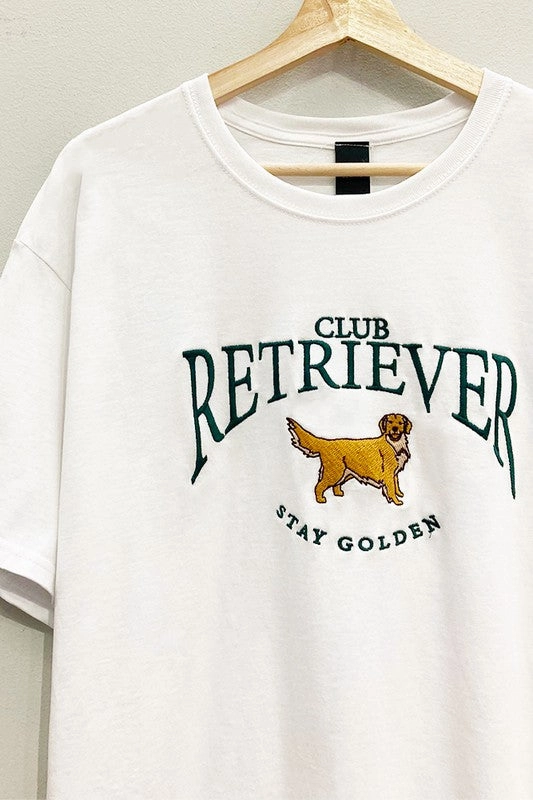 Club Retriever Embroidered Tee S-XL Stretchable Blend Fashionable Look